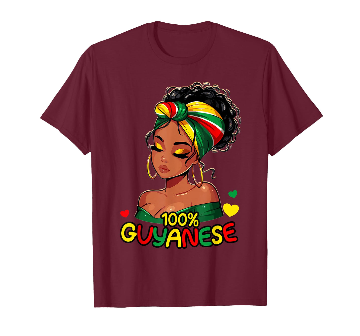 100% Guyanese Messy Bun Girl, Guyana Flag Colors Women's T-Shirt