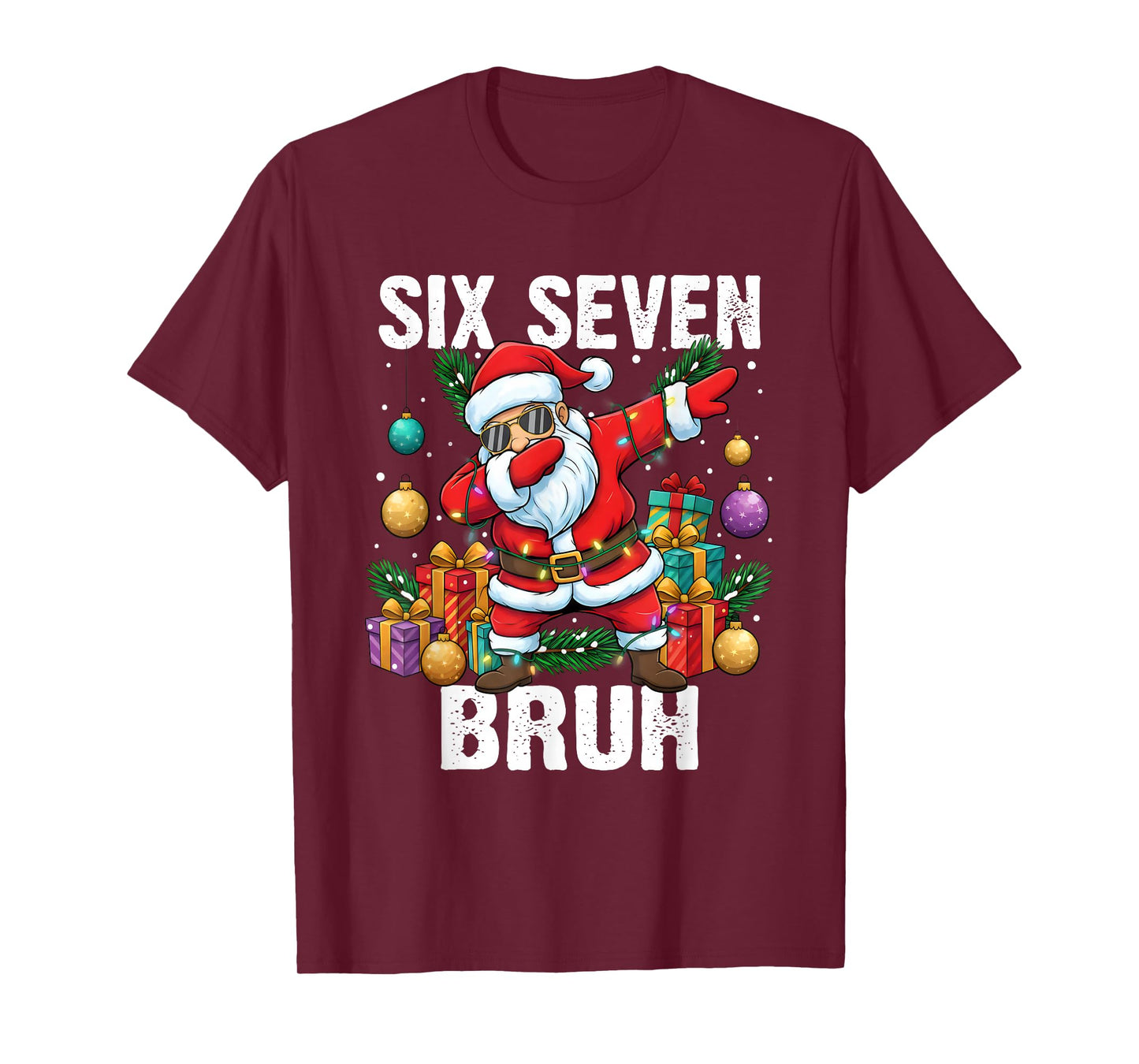 6-7 Bruh Christmas Cool Dabbing Santa Six Seven Meme Boys T-Shirt