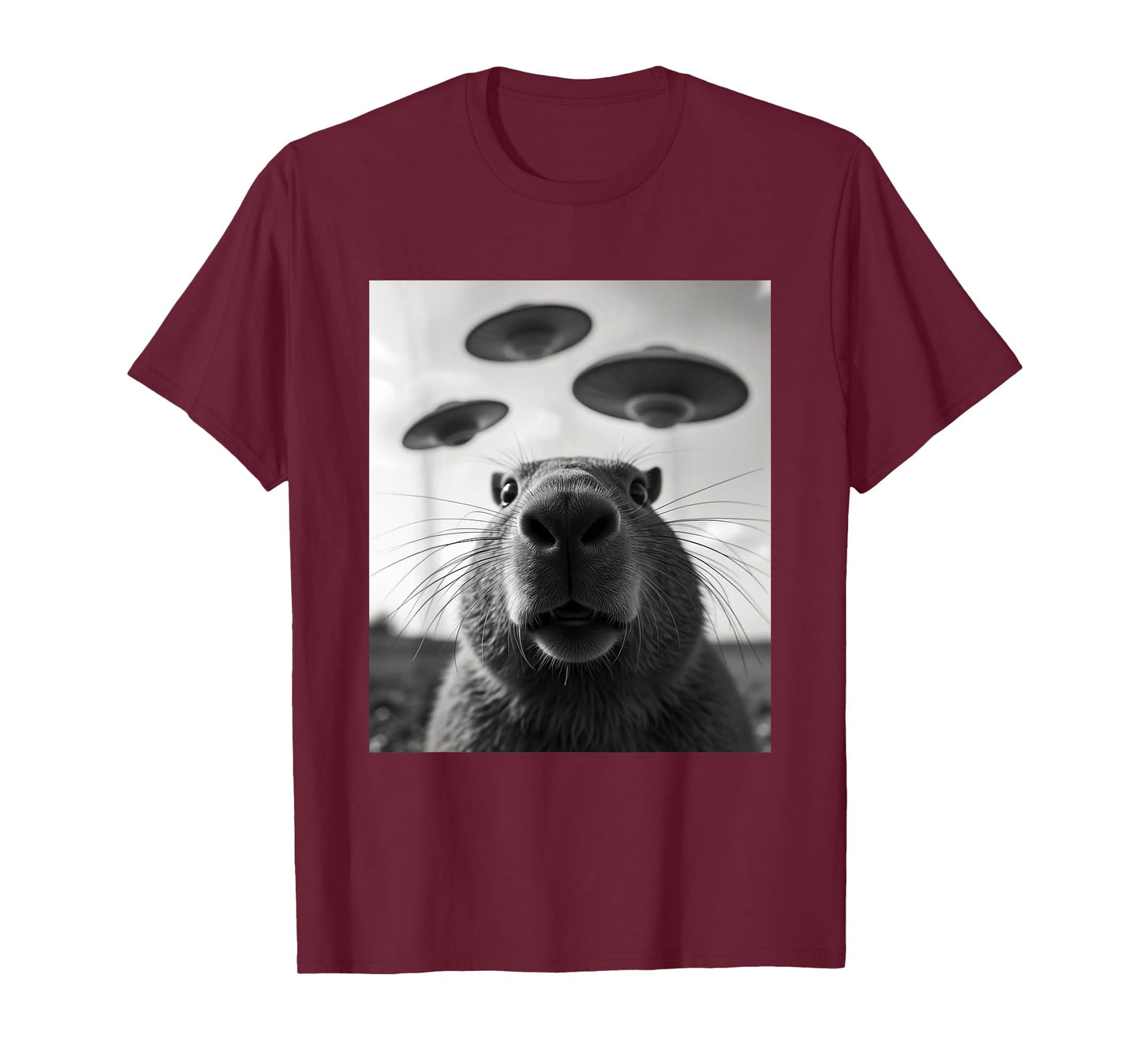 Funny Graphic Costume Weird Cute Capybara Selfie UFO T-Shirt