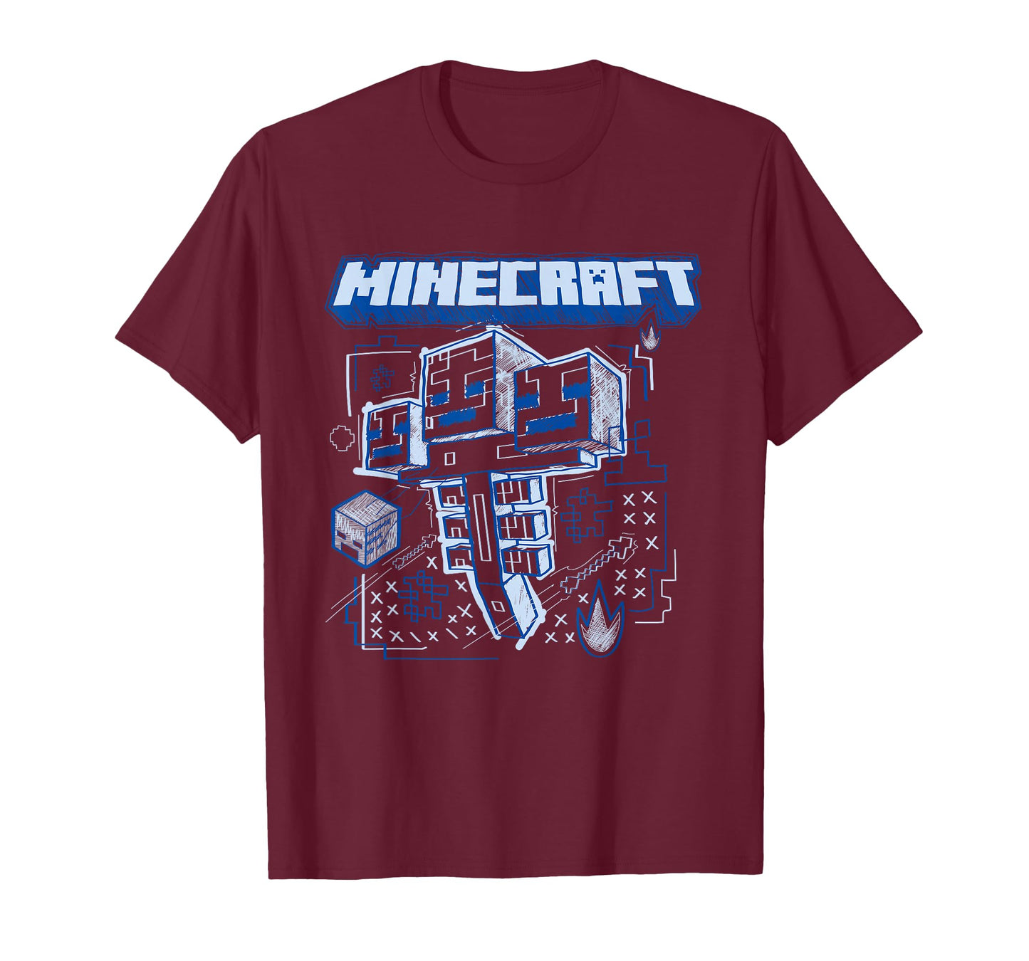 Minecraft Wither Boss Blueprint Sketch T-Shirt