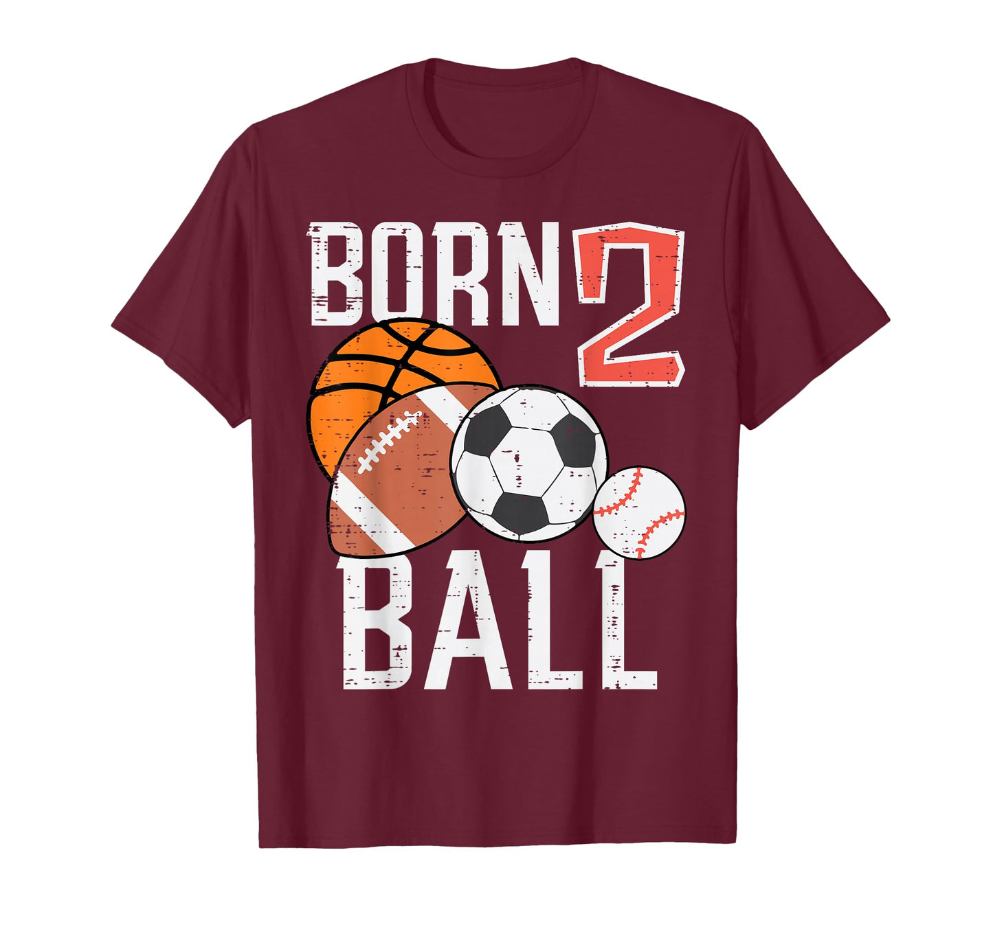 Born Basketball Football 2nd Birthday Toddler Boy Kid T-Shirt