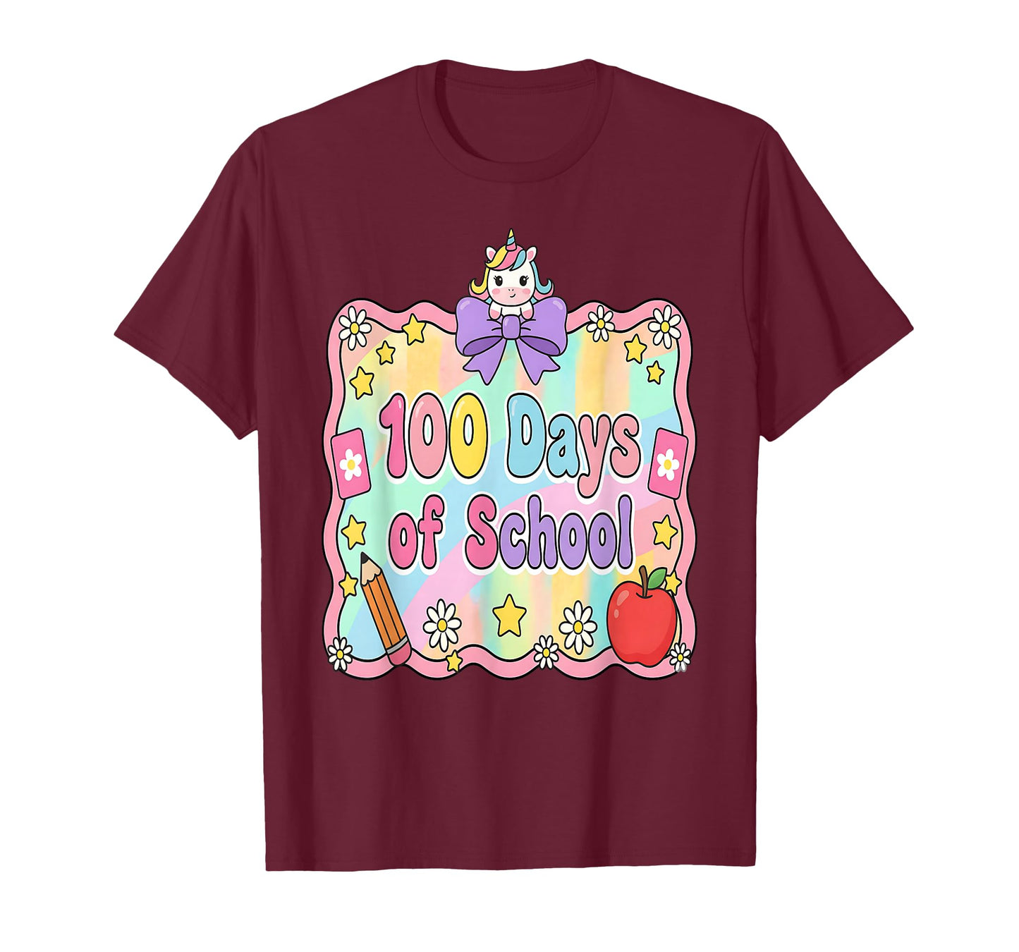 100 Days of School Girls Unicorn 100th Day of School Kids T-Shirt