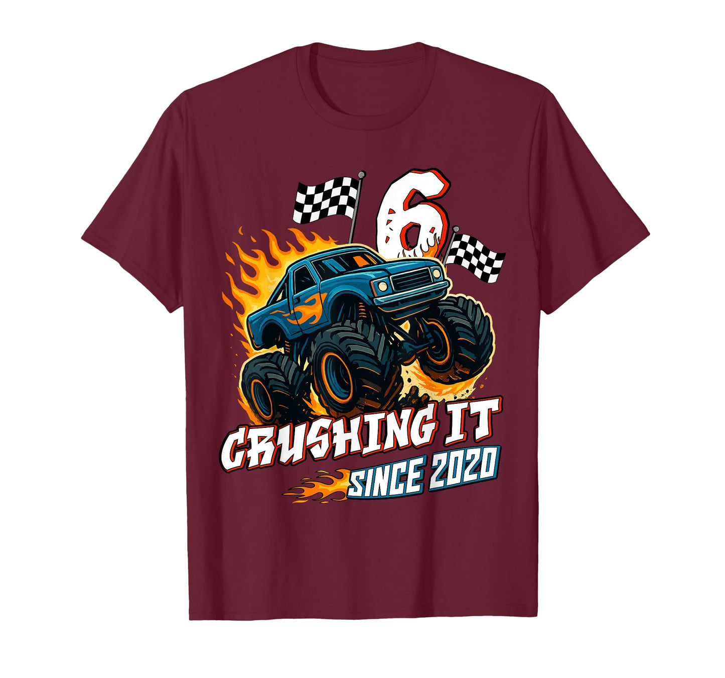 Birthday Monster Truck 6 Year Old Boys 6th Party Born 2020 T-Shirt