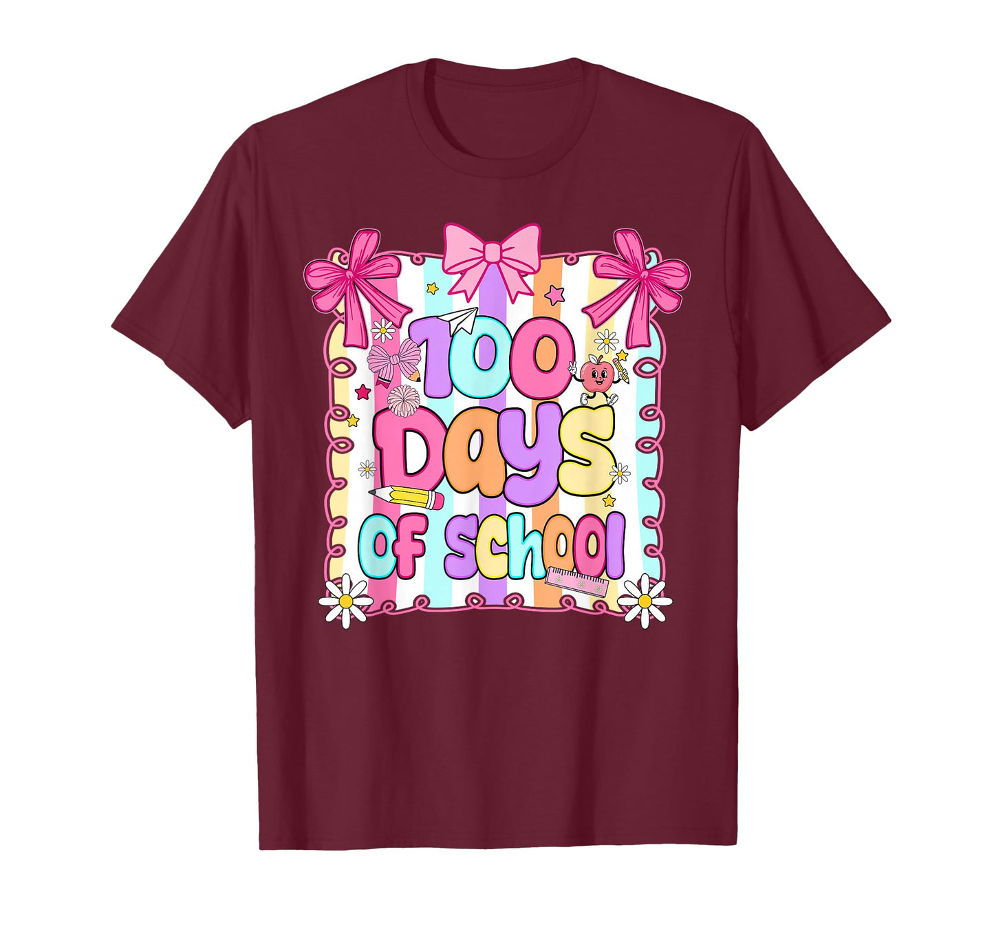 100 Days of School Girls Teachers 100th Day of School Preppy T-Shirt