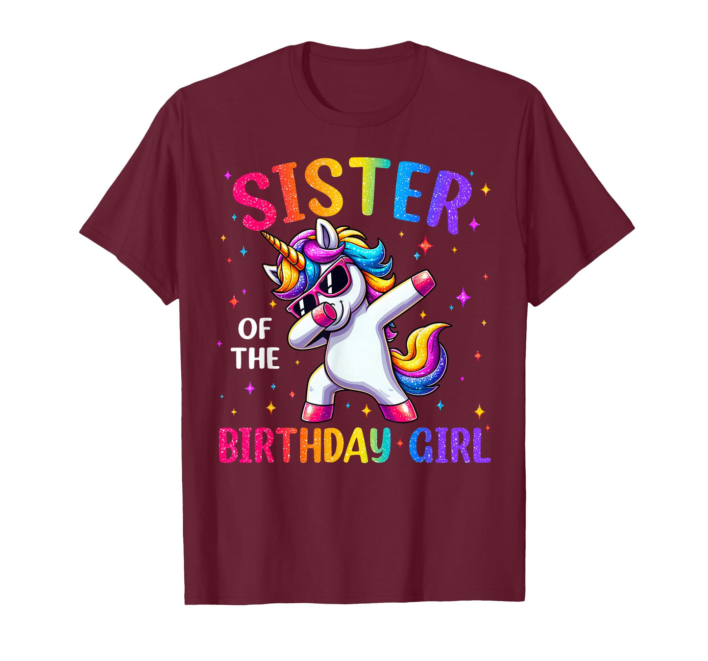 Sister Of The Birthday Girl Family Matching Dabbing Unicorn T-Shirt