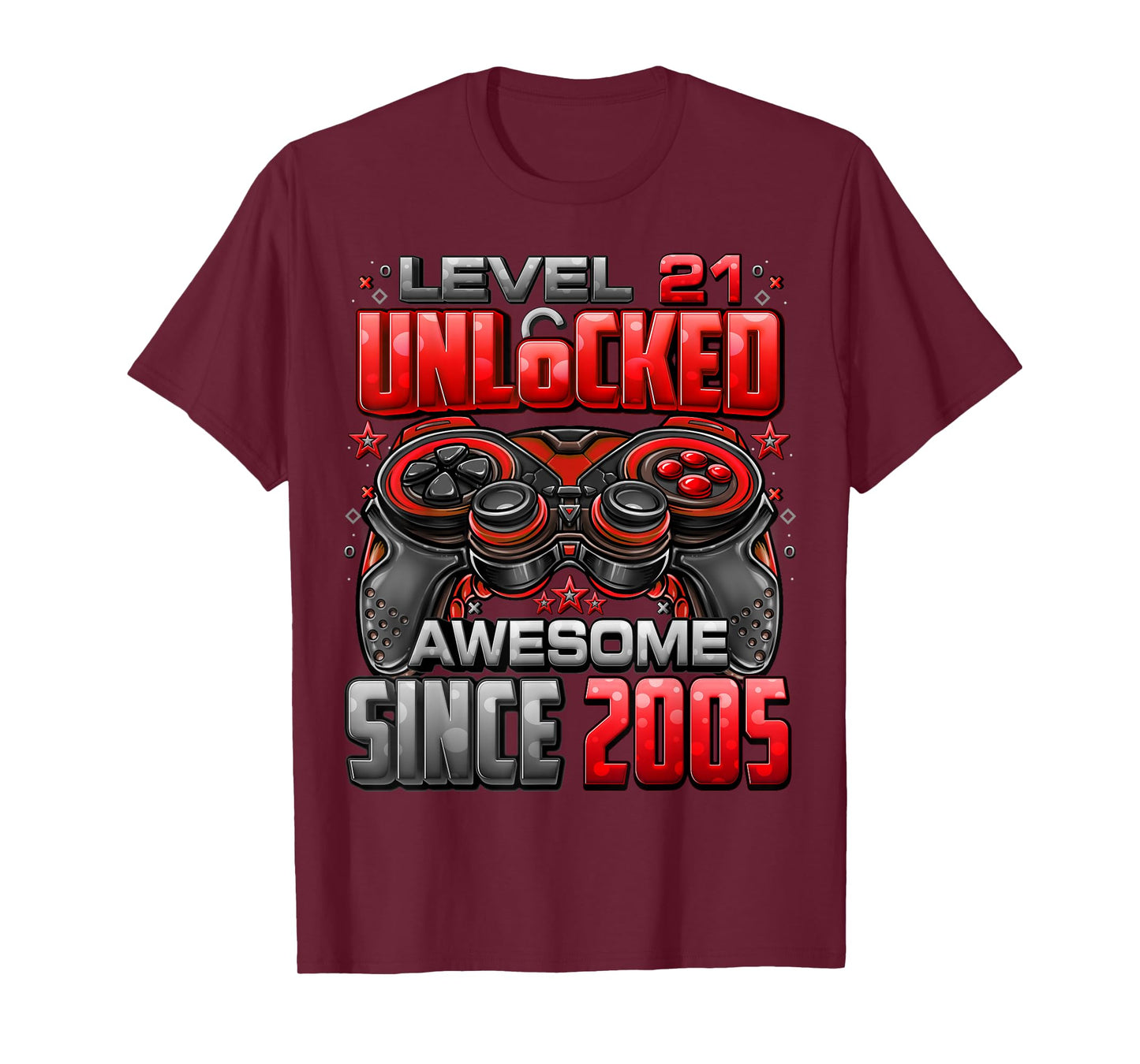 Level 21 Unlocked Awesome Since 2005 21st Birthday Gaming T-Shirt