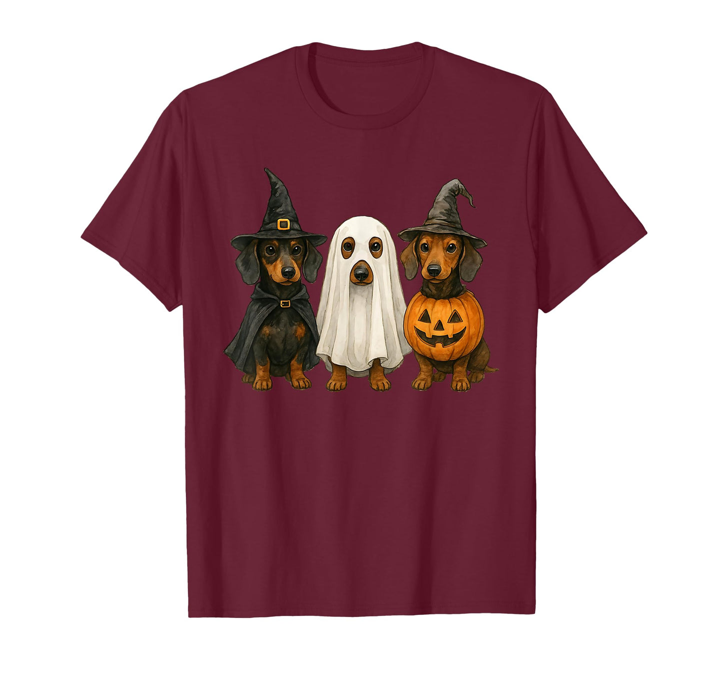 Dachshund Halloween Wiener Dog Pumpkin Weenie Witch Ghost T-Shirt