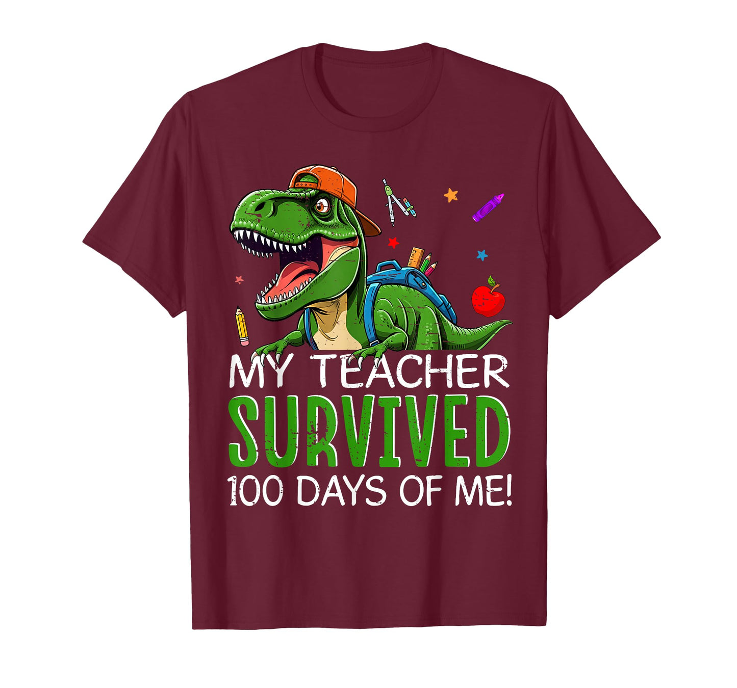 100th Day of School Dino Kids Happy 100 Days Dinosaur T Rex T-Shirt