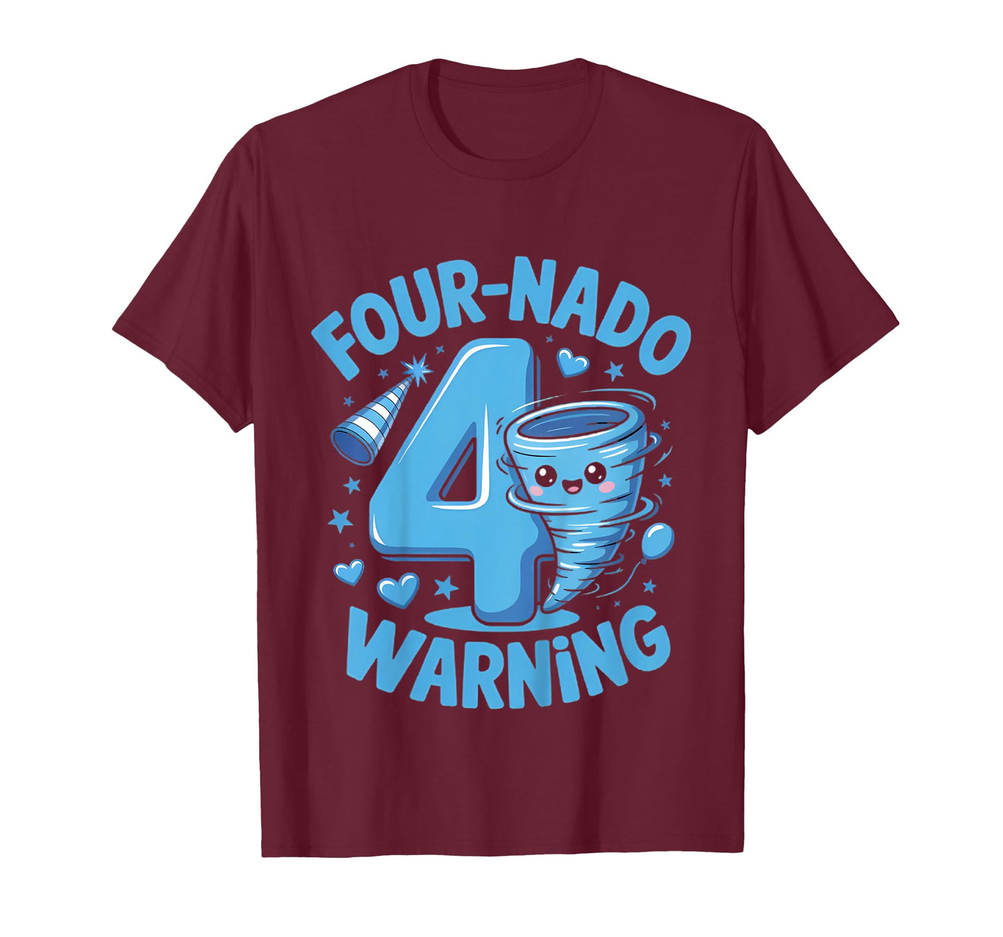 Kids Four-Nado Warning 4th Birthday Boy Tornado Birthday T-Shirt