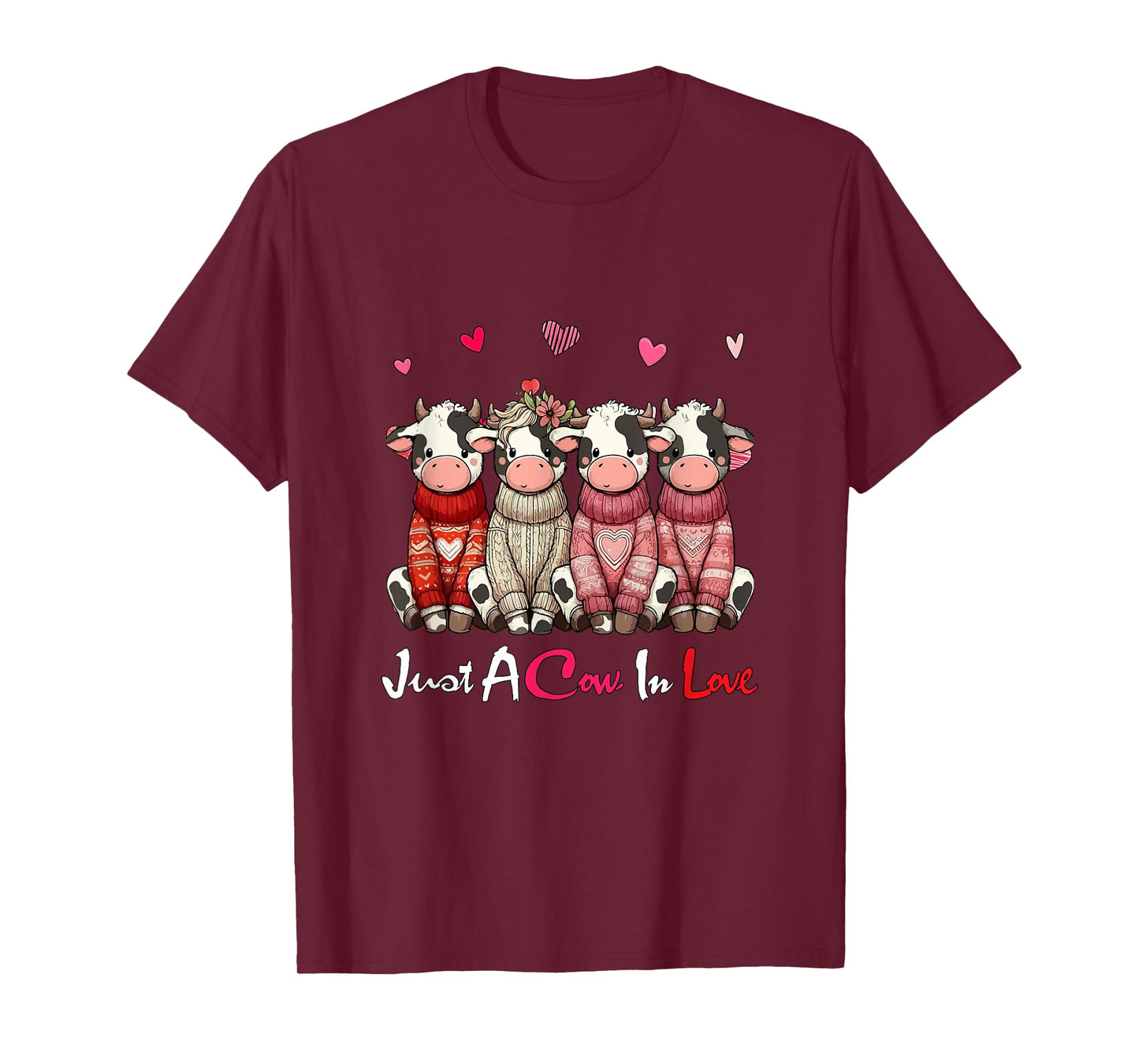 Just A Cow in Love Valentine's Day Group Cows Farmer Kids T-Shirt