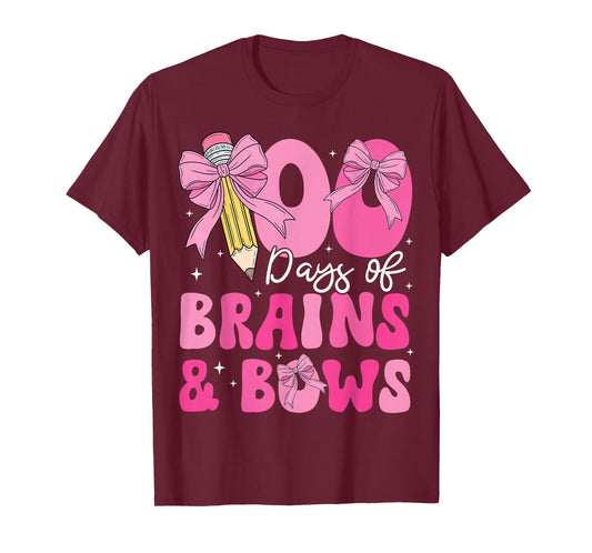 100 Days of School Brains and Bows 100th Day of School Girls T-Shirt