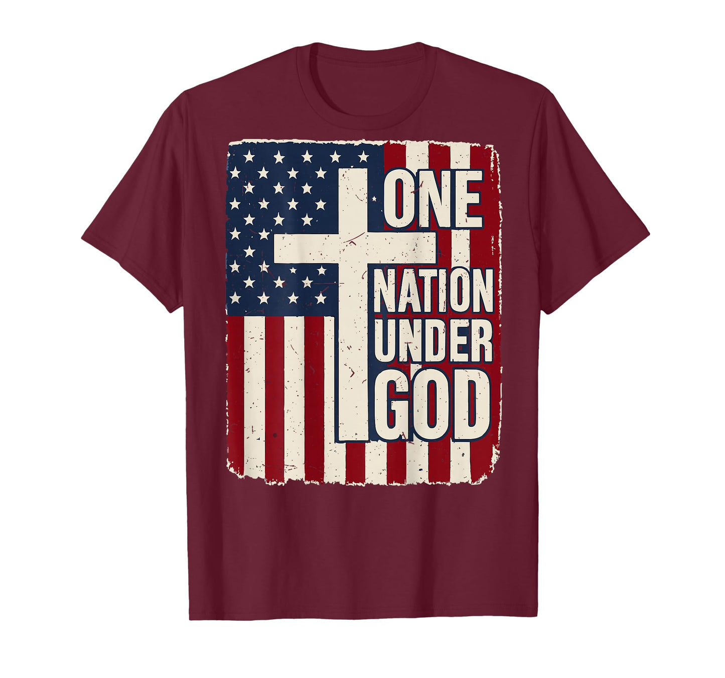 One Nation Under God American Flag Christian Patriotic Faith T-Shirt