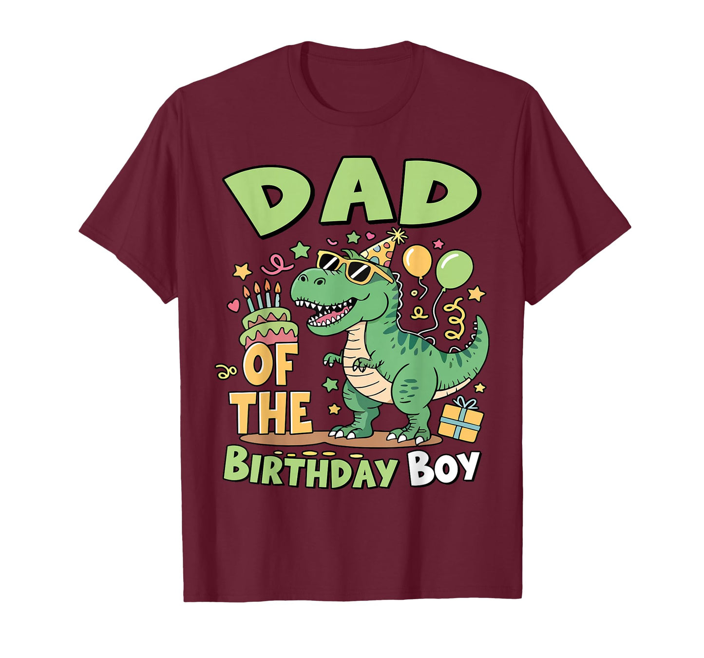 Dad of The Birthday Boy T Rex Dinosaur Family Party Mens T-Shirt