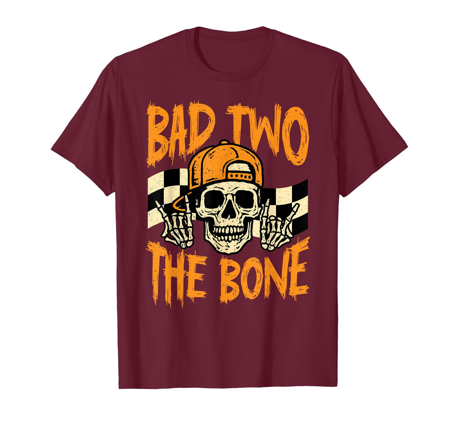 Bad Two The Bone Halloween 2nd Birthday 2 Year Old Kids Boys T-Shirt