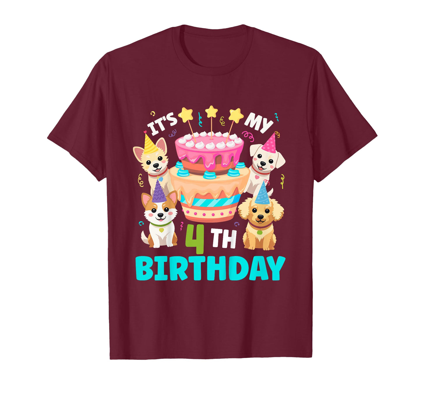 4th Dog Birthday Party Four Year Old Puppy Birthday T-Shirt