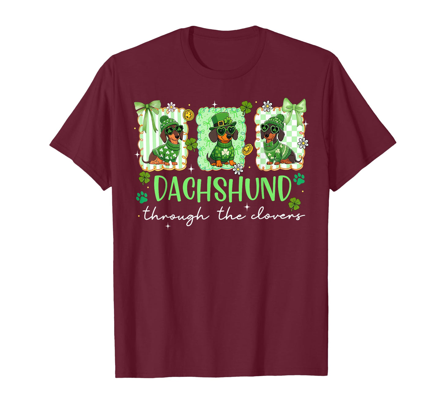 Preppy St Patrick's Day Dachshund Through The Clovers T-Shirt