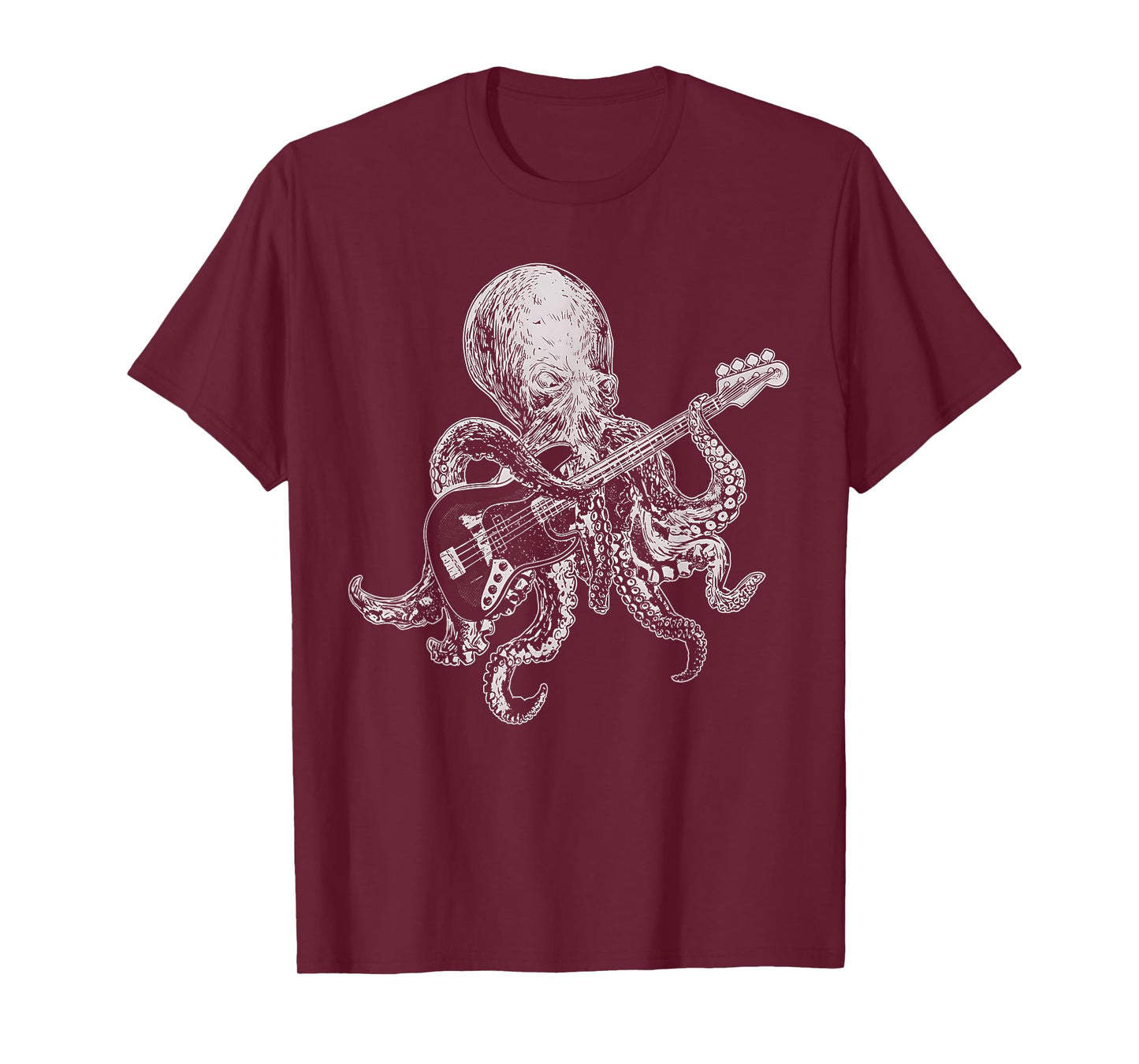 Octopus Playing Bass Guitar Shirt for Men Dad Octopus Lover T-Shirt