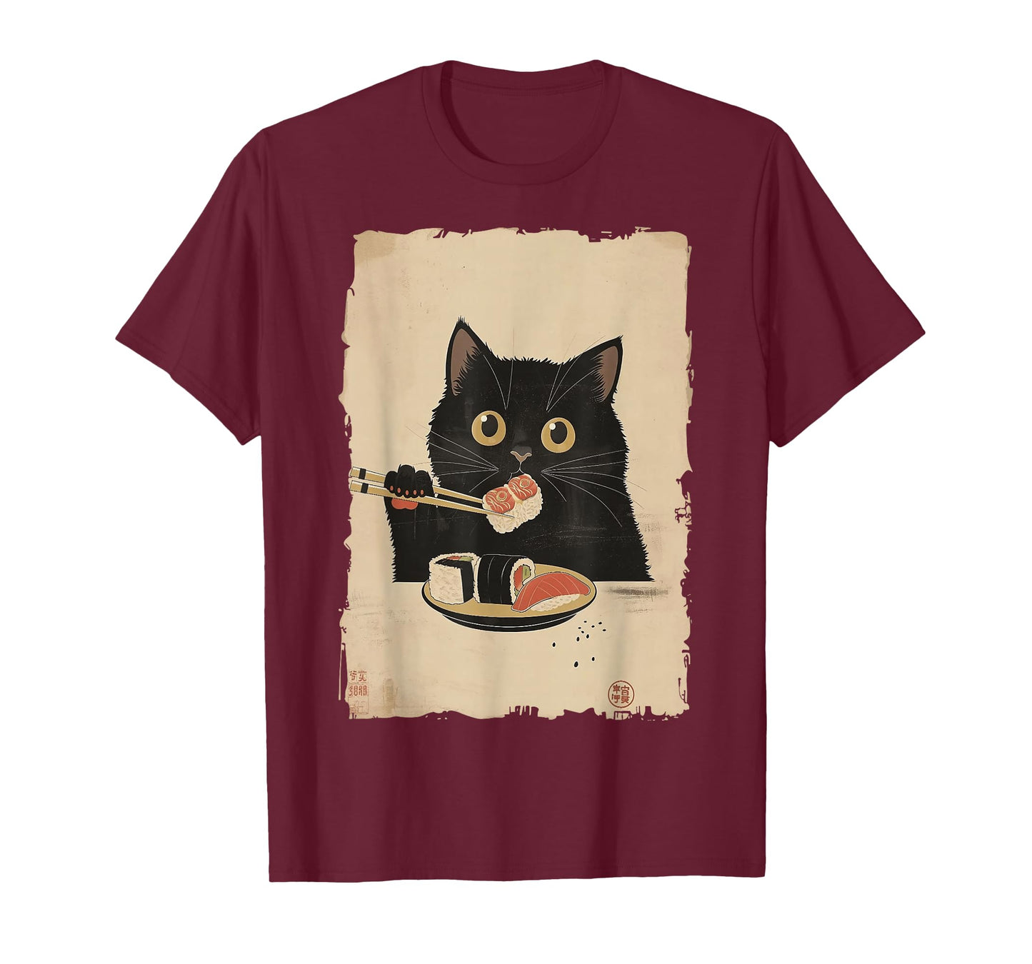 Cat Eating Sushi Funny Japanese Kawaii Cat Anime Lovers Gift T-Shirt