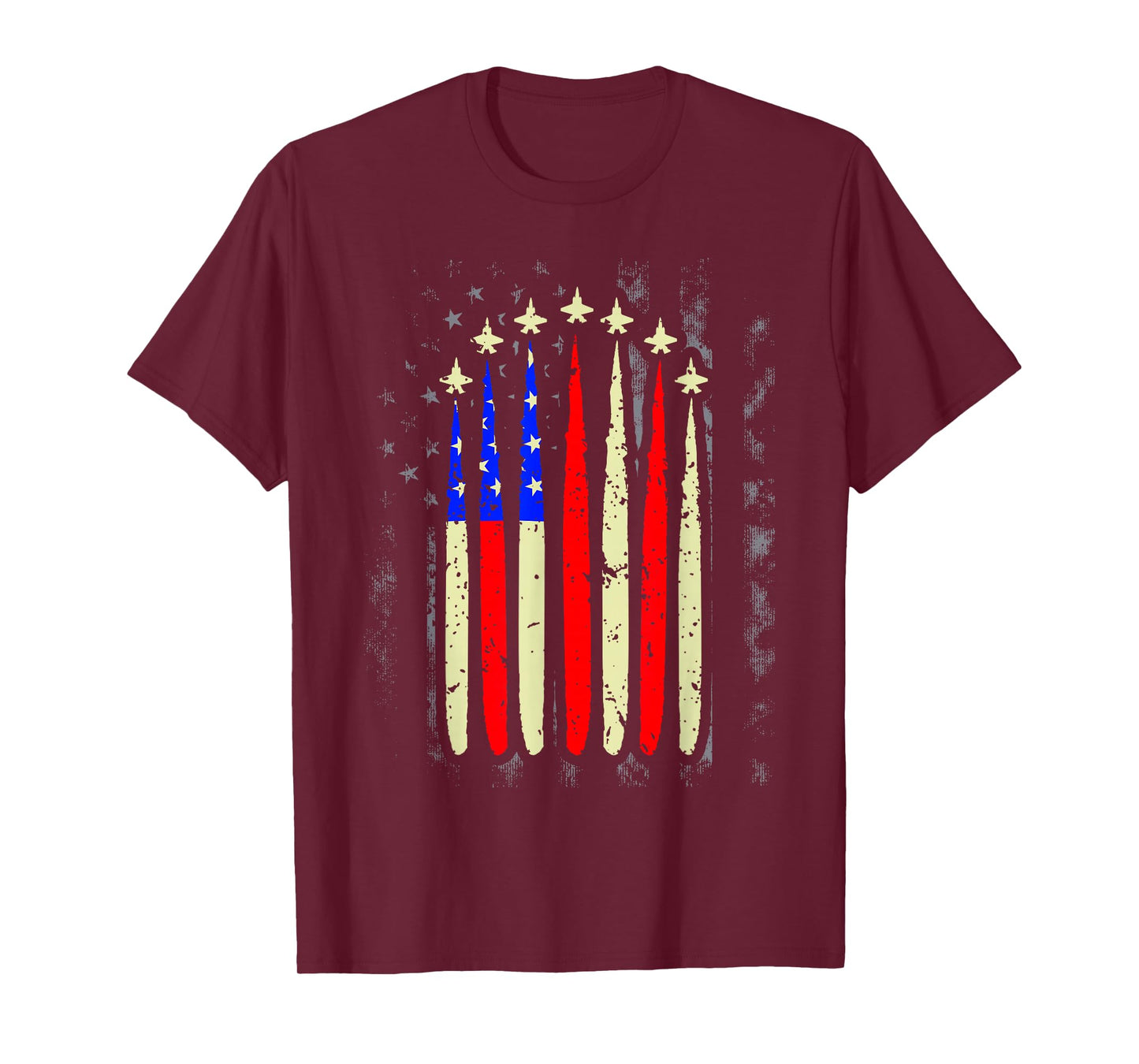 4th of July Jet Fighter American Flag Patriotic Hero Flying T-Shirt