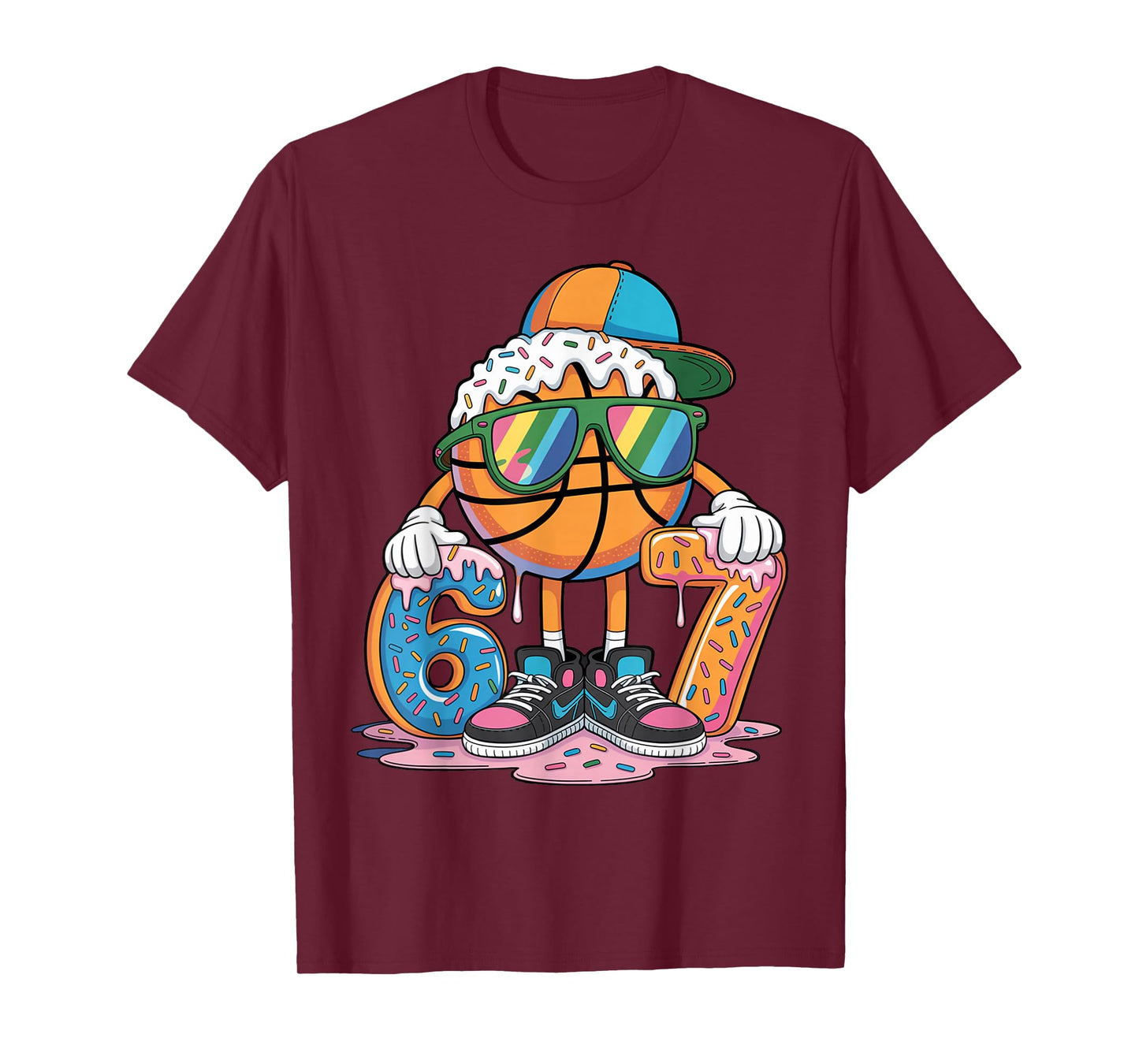 Funny 67 Basketball Ice Cream Drip Six Seven Meme Kids T-Shirt