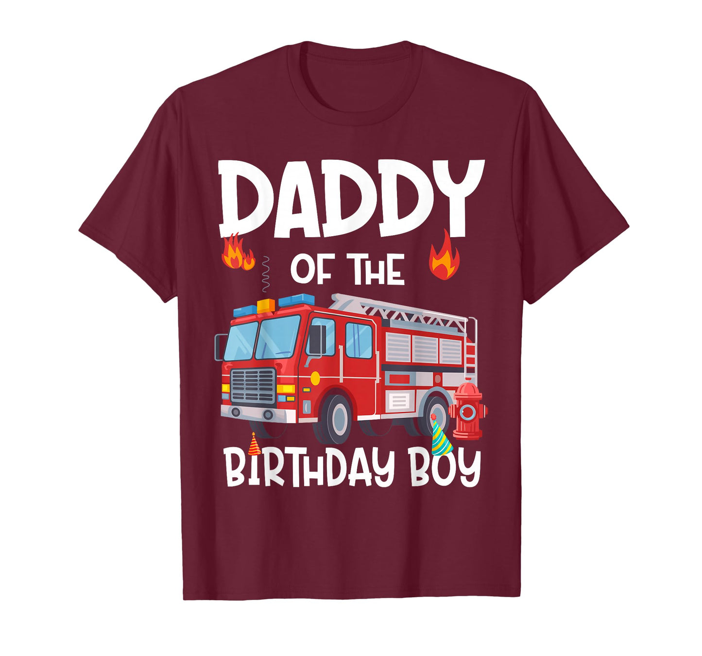 Daddy of the Birthday Boy Fire Truck Firefighter Dad Bday T-Shirt
