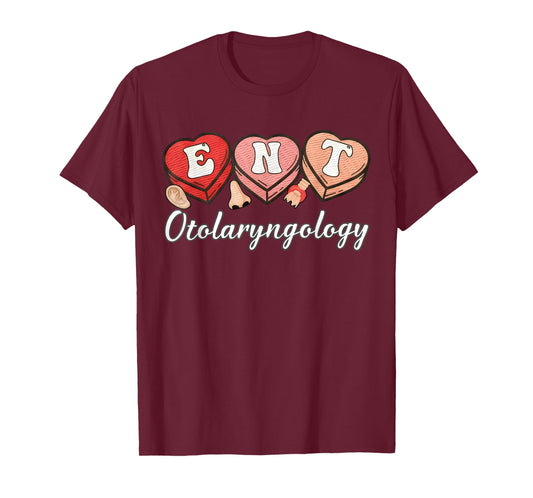 Retro ENT Nurse Otolaryngology Hearts Candy Valentines T-Shirt
