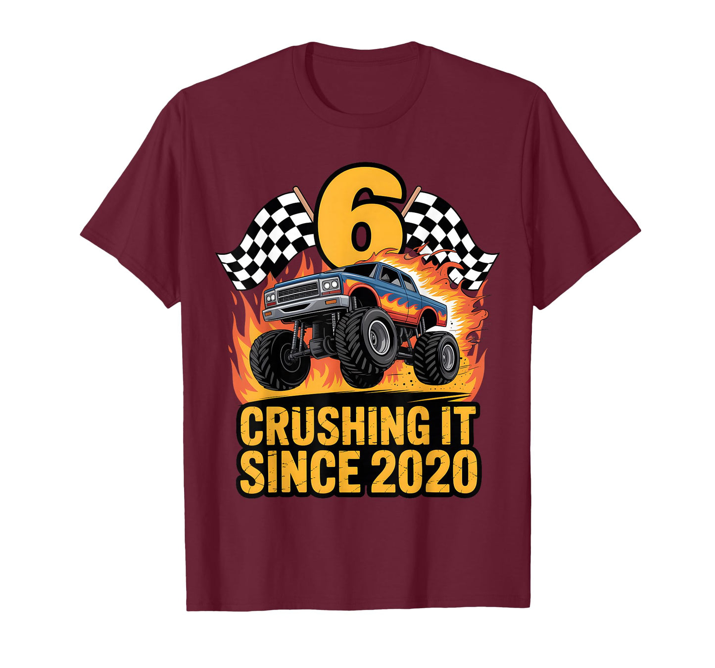 Crushing It Since 2020 Monster Truck 6 Year Old Birthday Boy T-Shirt