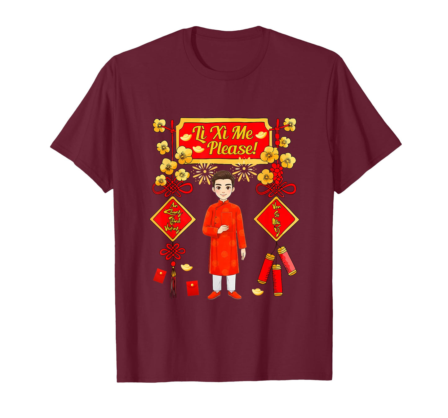 Li Xi Me Please Vietnamese Lunar New Year Man Ao Dai T-Shirt