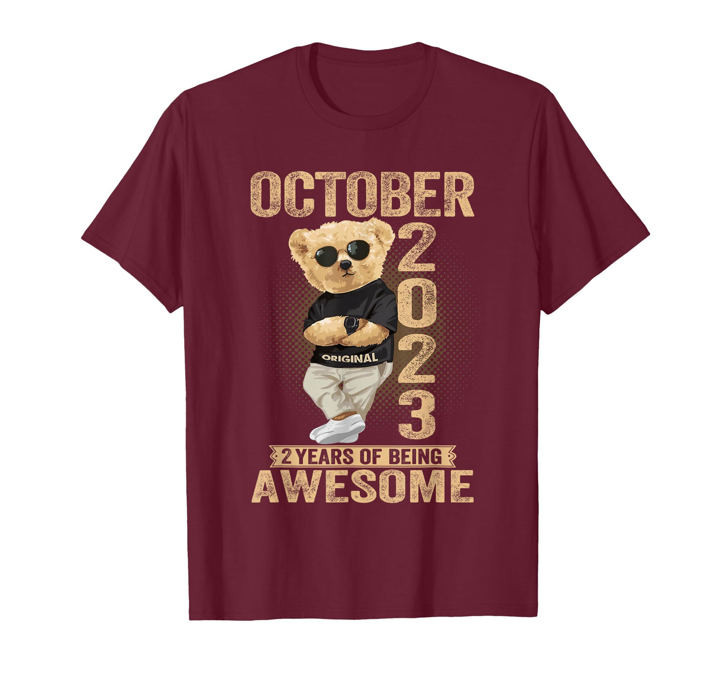 October 2nd Birthday Men Women 2023 Awesome Teddy Bear T-Shirt