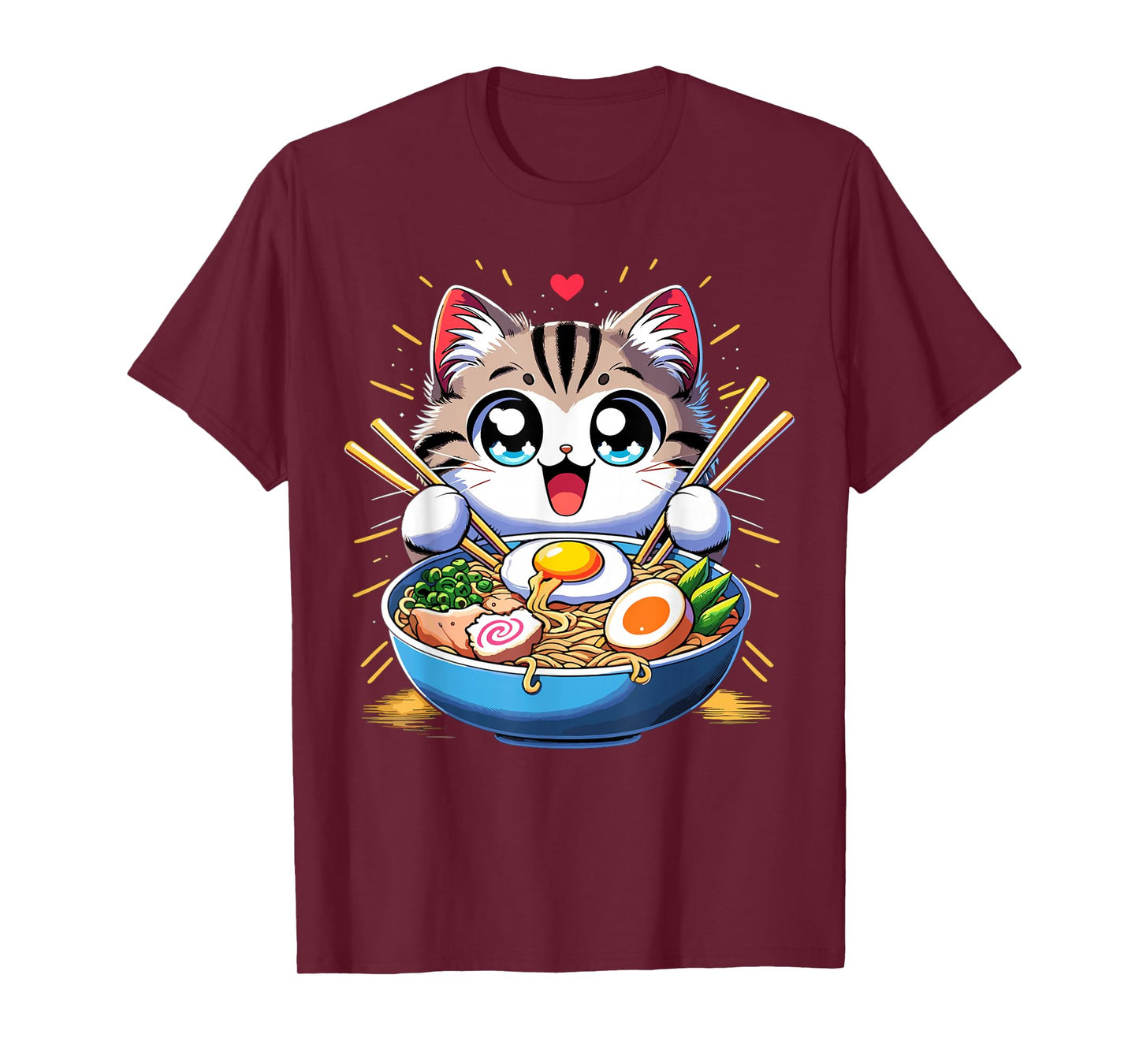 Kawaii Cat Japanese Anime Manga Cat Ramen T-Shirt