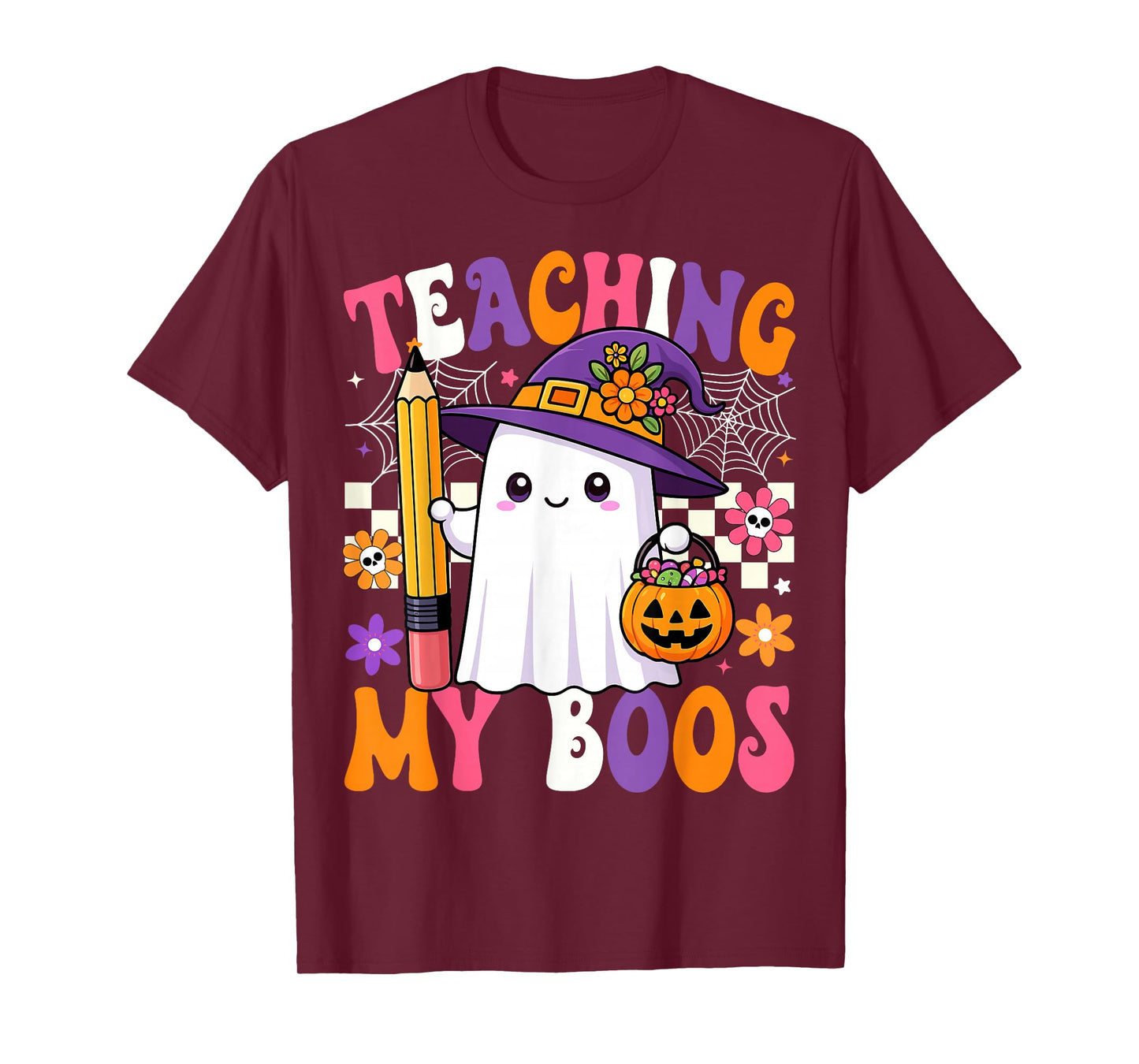 Teaching My Boos Ghost Teacher Cute Pencil Halloween Teacher T-Shirt