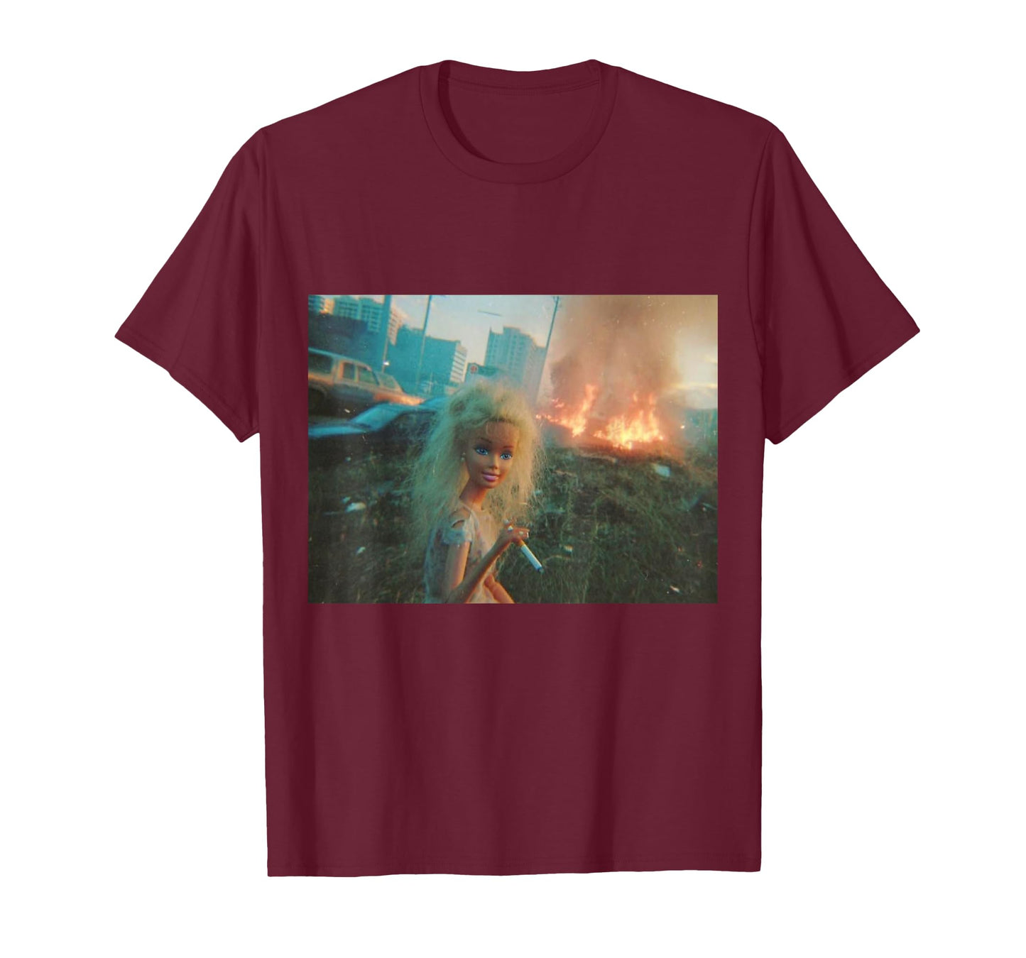 Funny Disgusting Doll face Meme Smoking T-Shirt