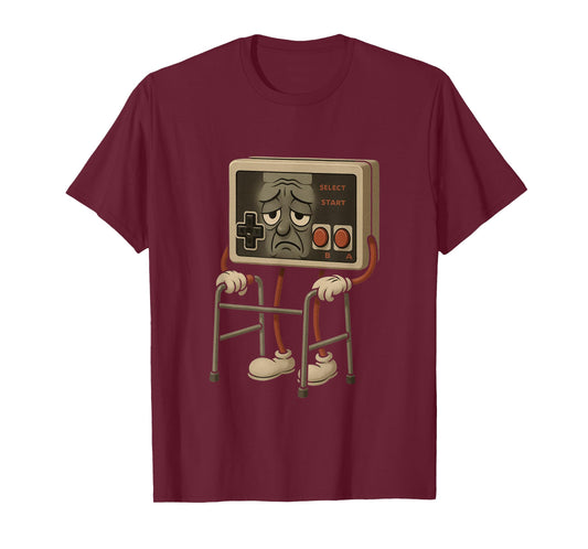 Vintage Controller Humor Aging Gamer Parody Character Game T-Shirt