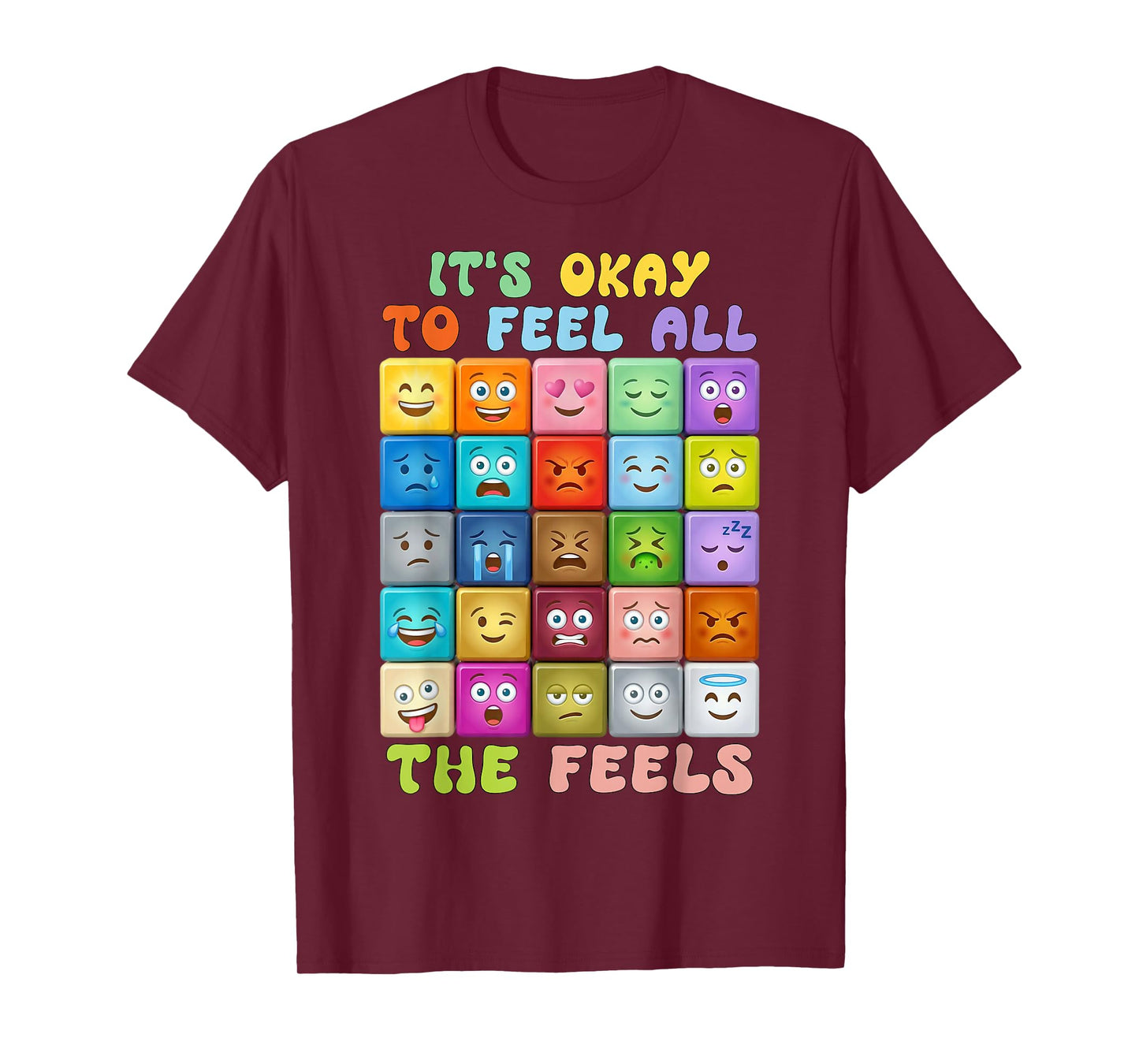 Its Okay to Feel All The Feels, Mental Health Self-Care Kids T-Shirt