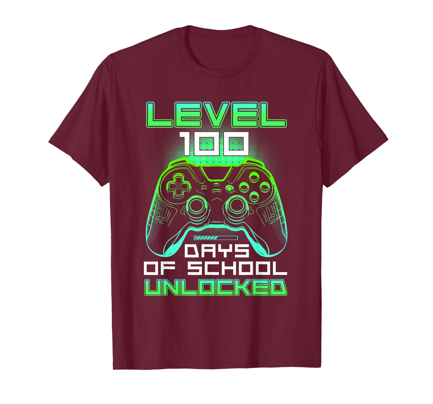 Level 100 Days of School Unlocked Gamer Video Games Boys T-Shirt