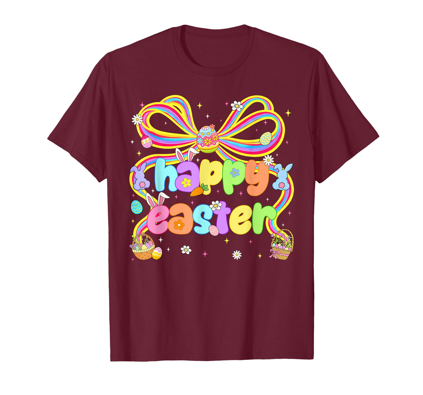 Happy Easter Coquette Floral Rabbit Bunny Women Girl Kid T-Shirt