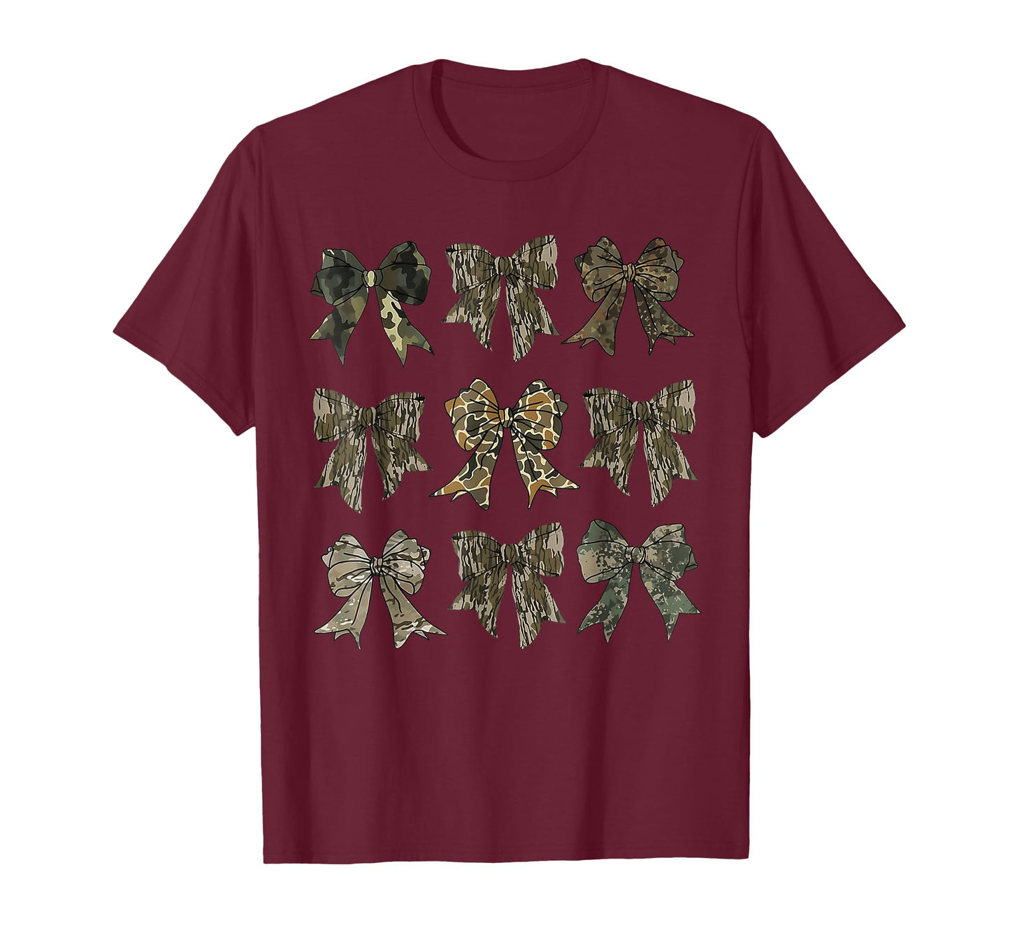 Camouflage Old Camo Bow Camo Coquette Bow Hunting Women Girl T-Shirt