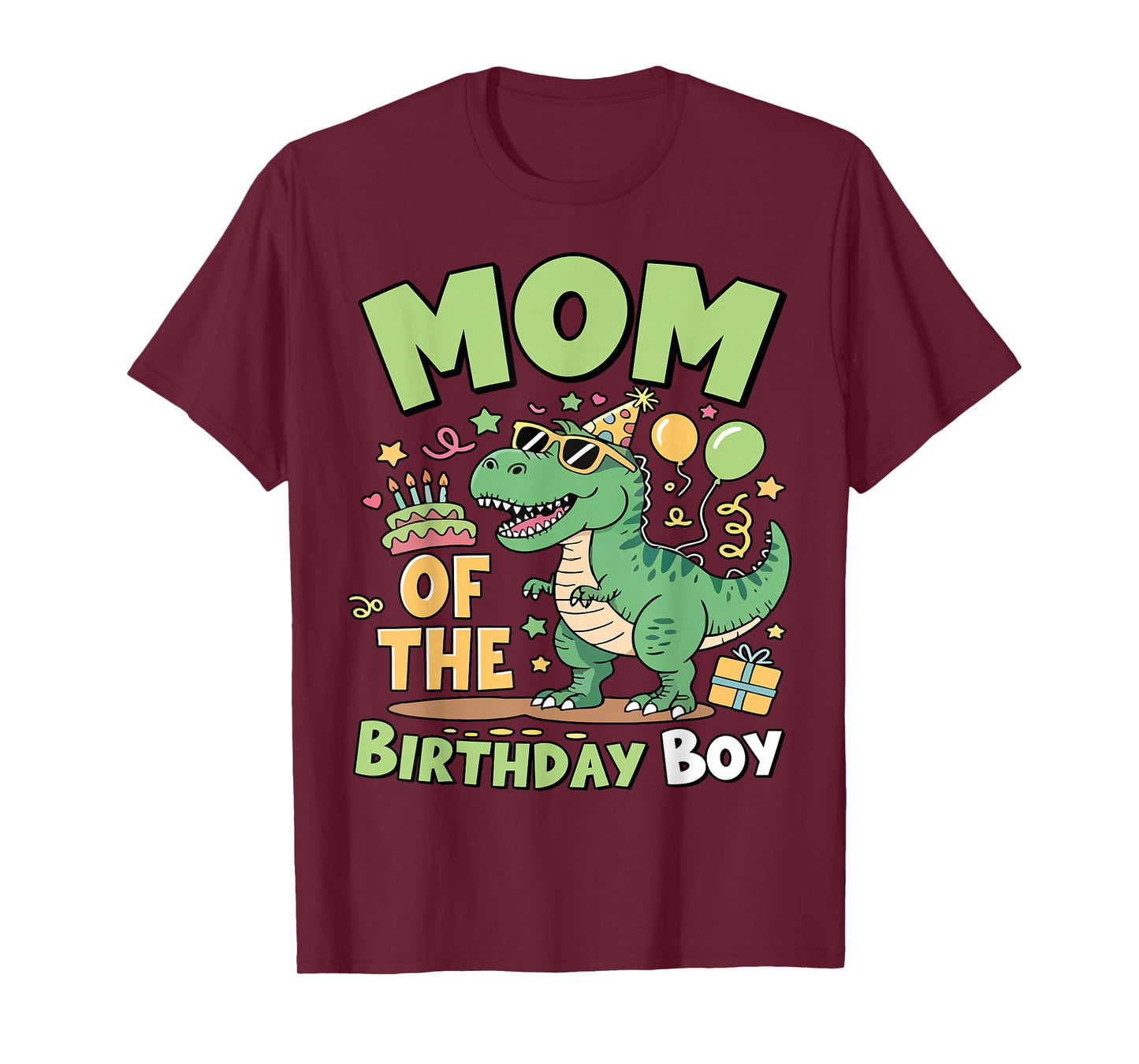 Mom of The Birthday Boy T Rex Dinosaur Family Party Womens T-Shirt