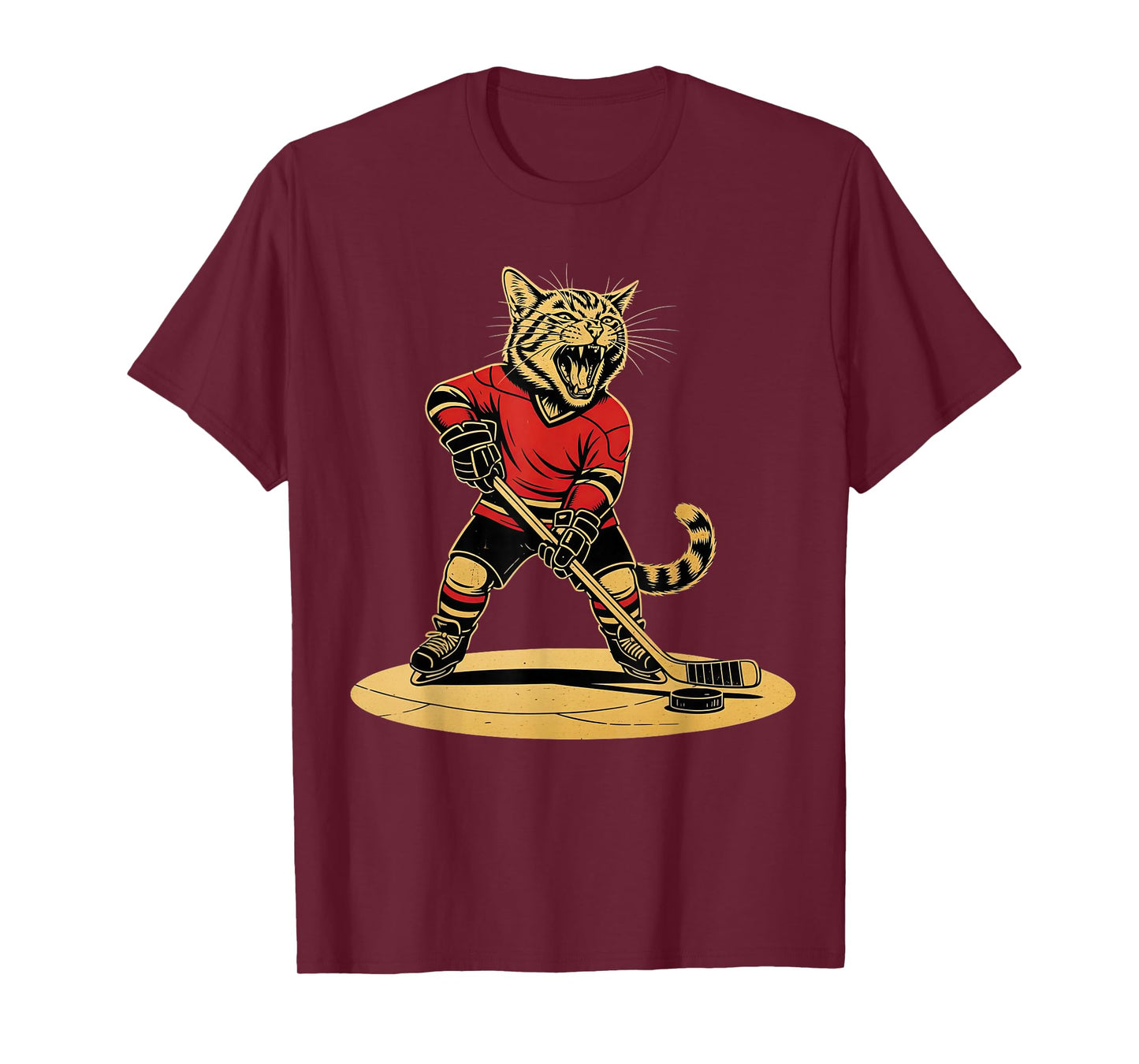 Funny Ice Hockey Cat. Playing Ice Hockey T-Shirt