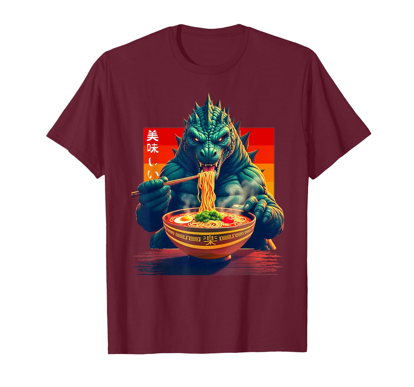 Funny Kaiju Eating Ramen Japanese Monster Lover Birthday T-Shirt