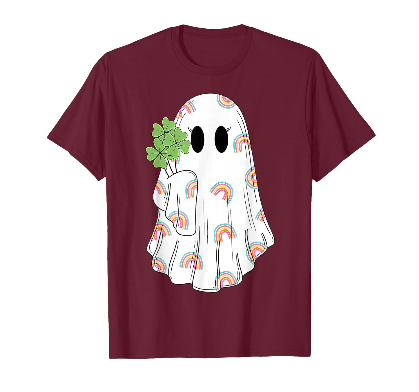Spooky Ghost St. Patrick's Day Clover Irish Woman Outfit T-Shirt