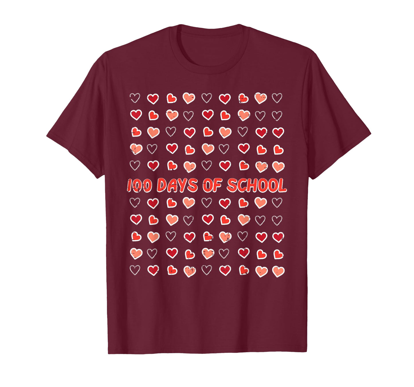 100 Days of School Hearts Cute 100th Day Girls Kids Women T-Shirt