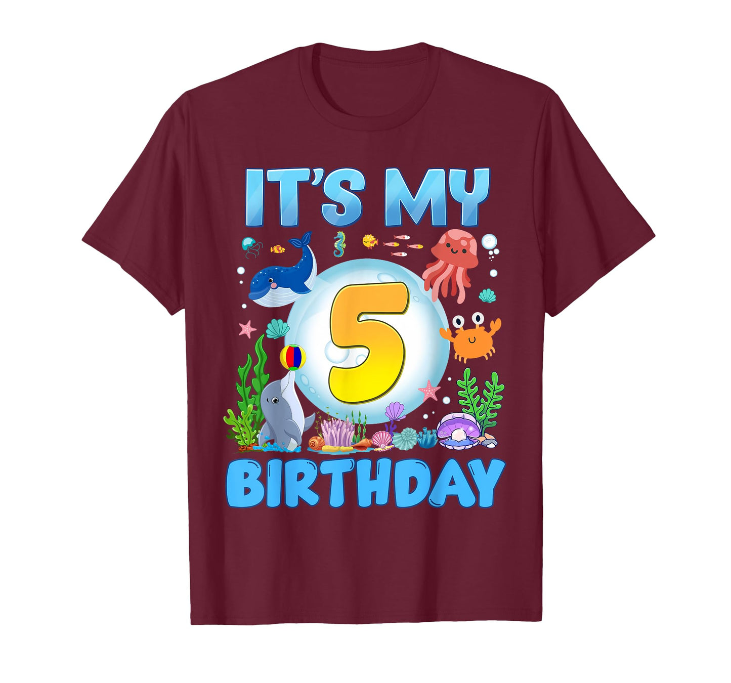 It's My 5th Birthday Under Sea Aquarium 5 Year Old Birthday T-Shirt