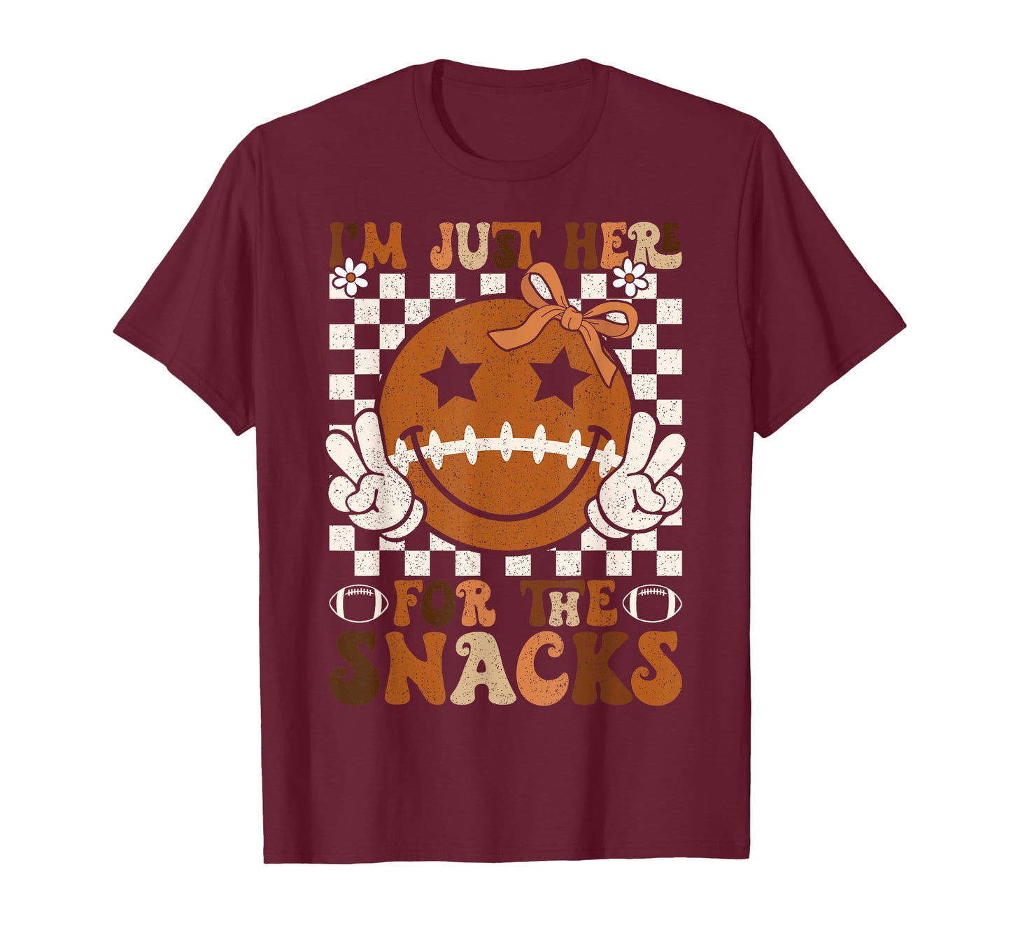 I'm Just Here for The Snacks Football Retro Game Day Girls T-Shirt