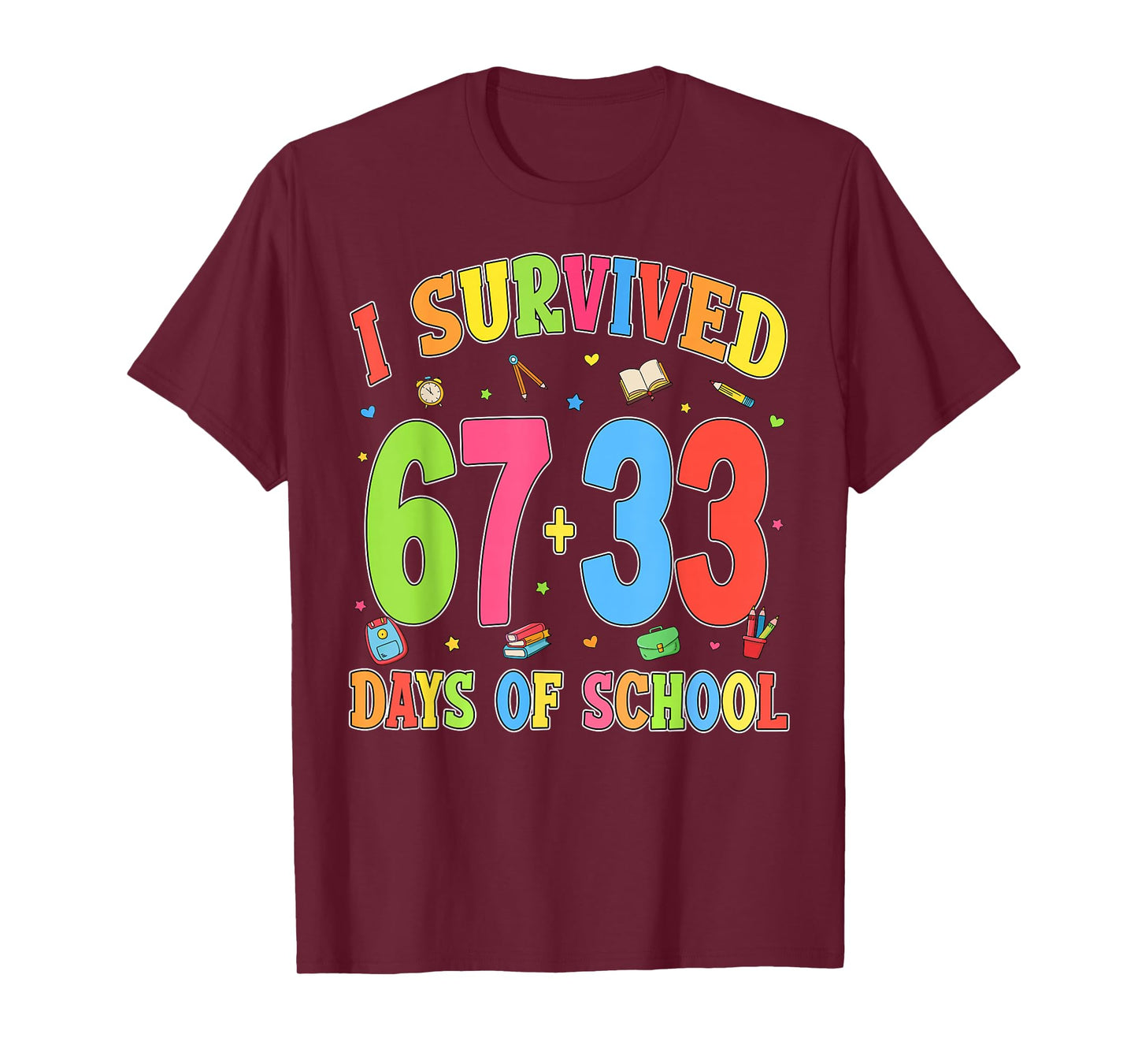 I Survived 67 + 33 Days of School 100th Day of School Kids T-Shirt