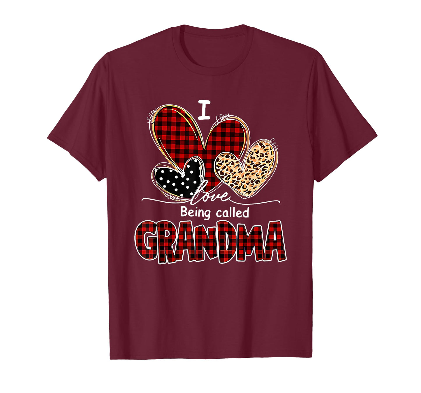 i Love Being Called Grandma Leopard Plaid T-Shirt