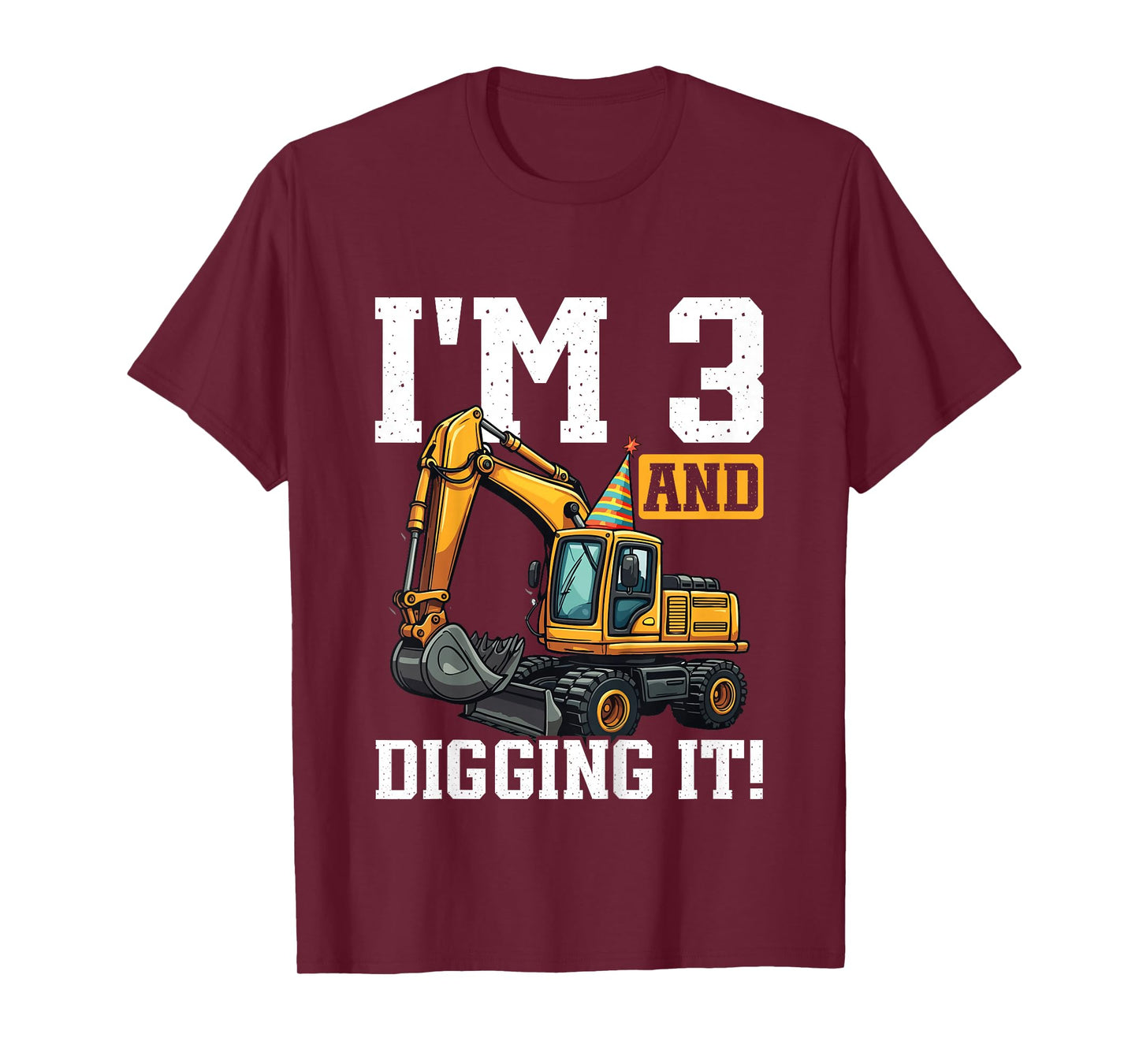 I'm 3 and Digging It Excavator Birthday Party T-Shirt