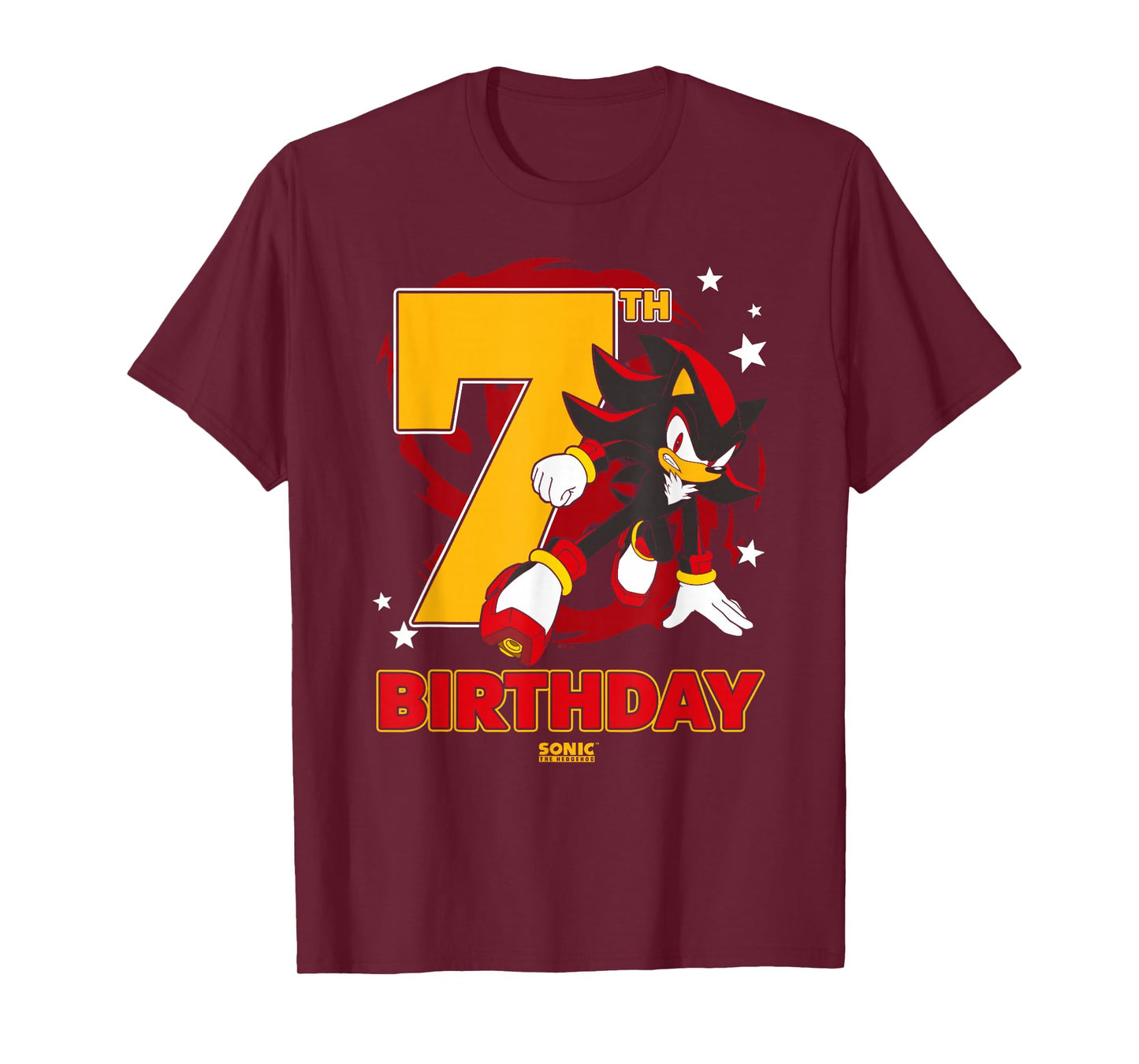Sonic The Hedgehog Epic Shadow 7th Birthday Big Chest Logo T-Shirt