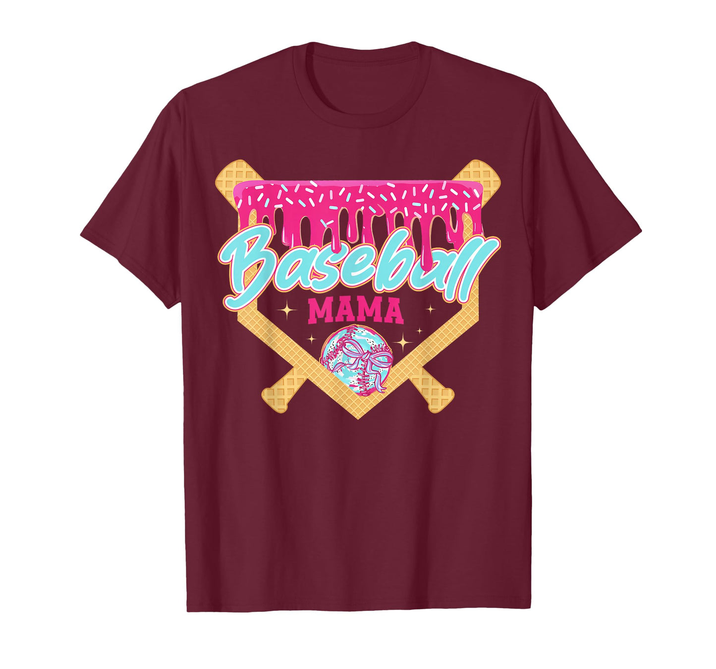 Baseball Mom Drip Ice Cream Baseball Mama Mother's Day T-Shirt