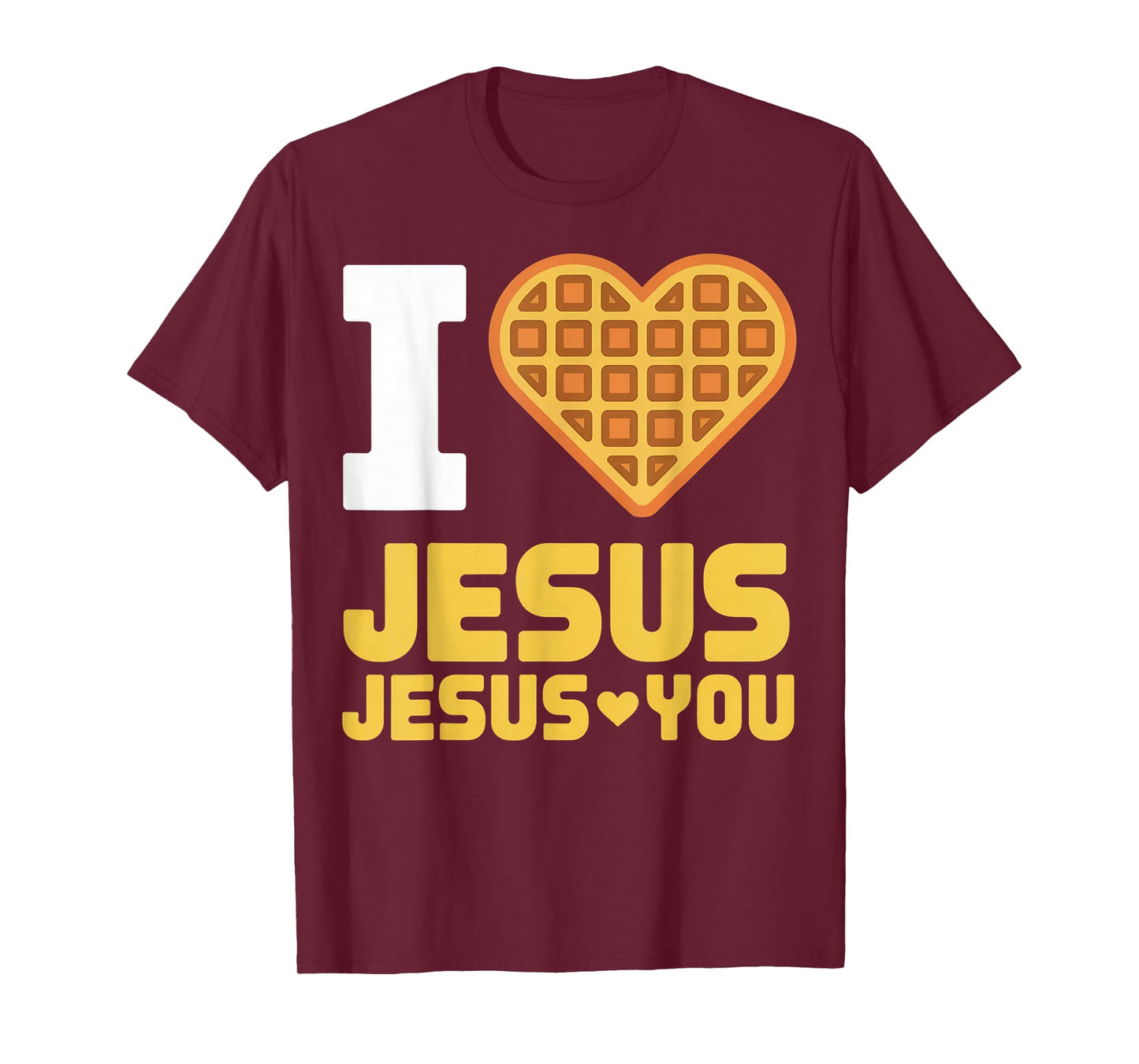 I Love Jesus Waffle Heart Funny Christian Breakfast T-Shirt